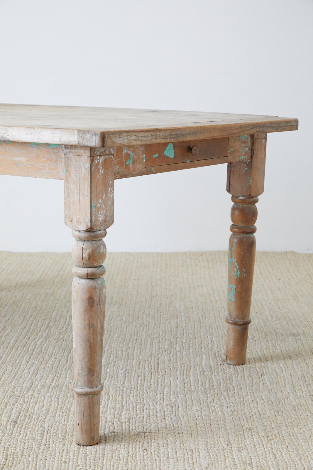 Rustic French Pine Country Farmhouse Dining Table 8