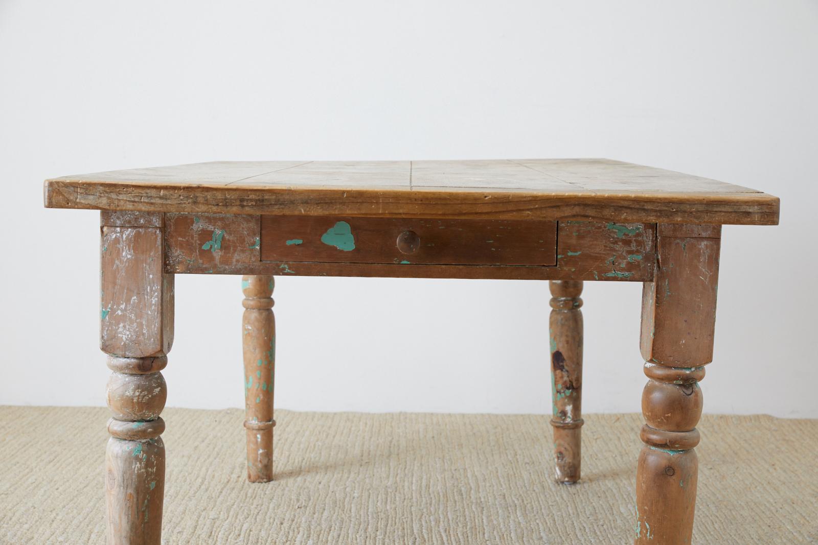 Rustic French Pine Country Farmhouse Dining Table 9