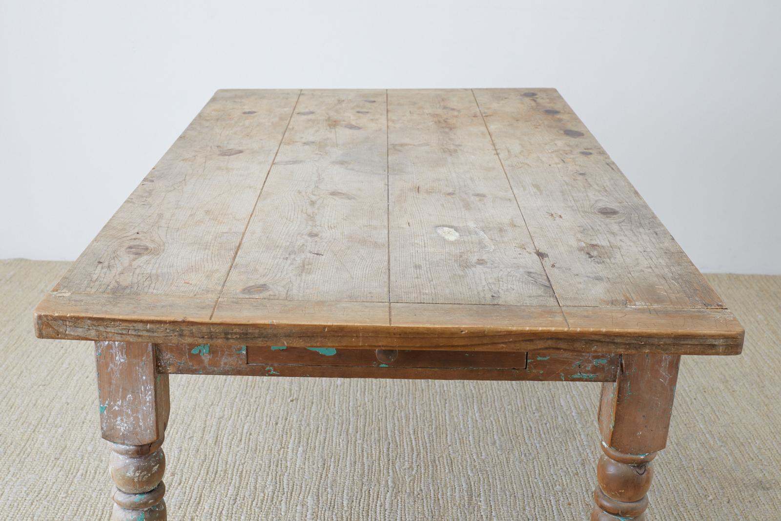 Rustic French Pine Country Farmhouse Dining Table 10