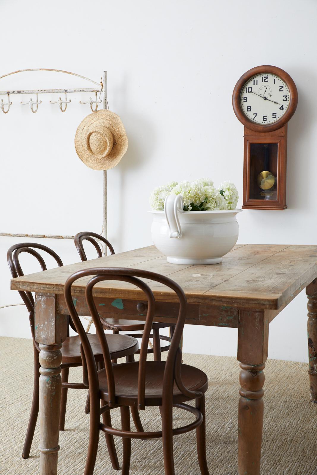 Lacquer Rustic French Pine Country Farmhouse Dining Table