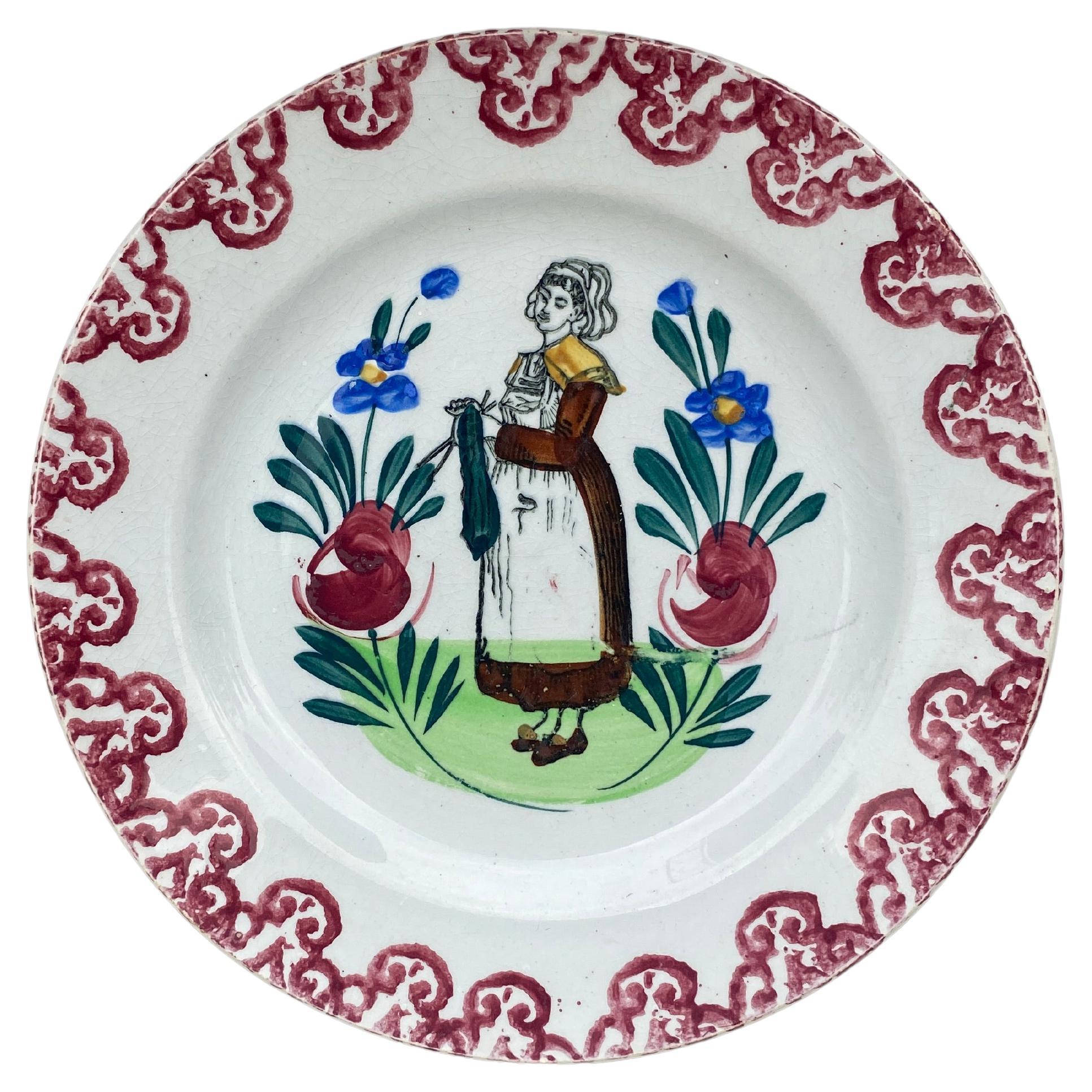 Rustic French Plate Saint Amand Circa 1920 For Sale