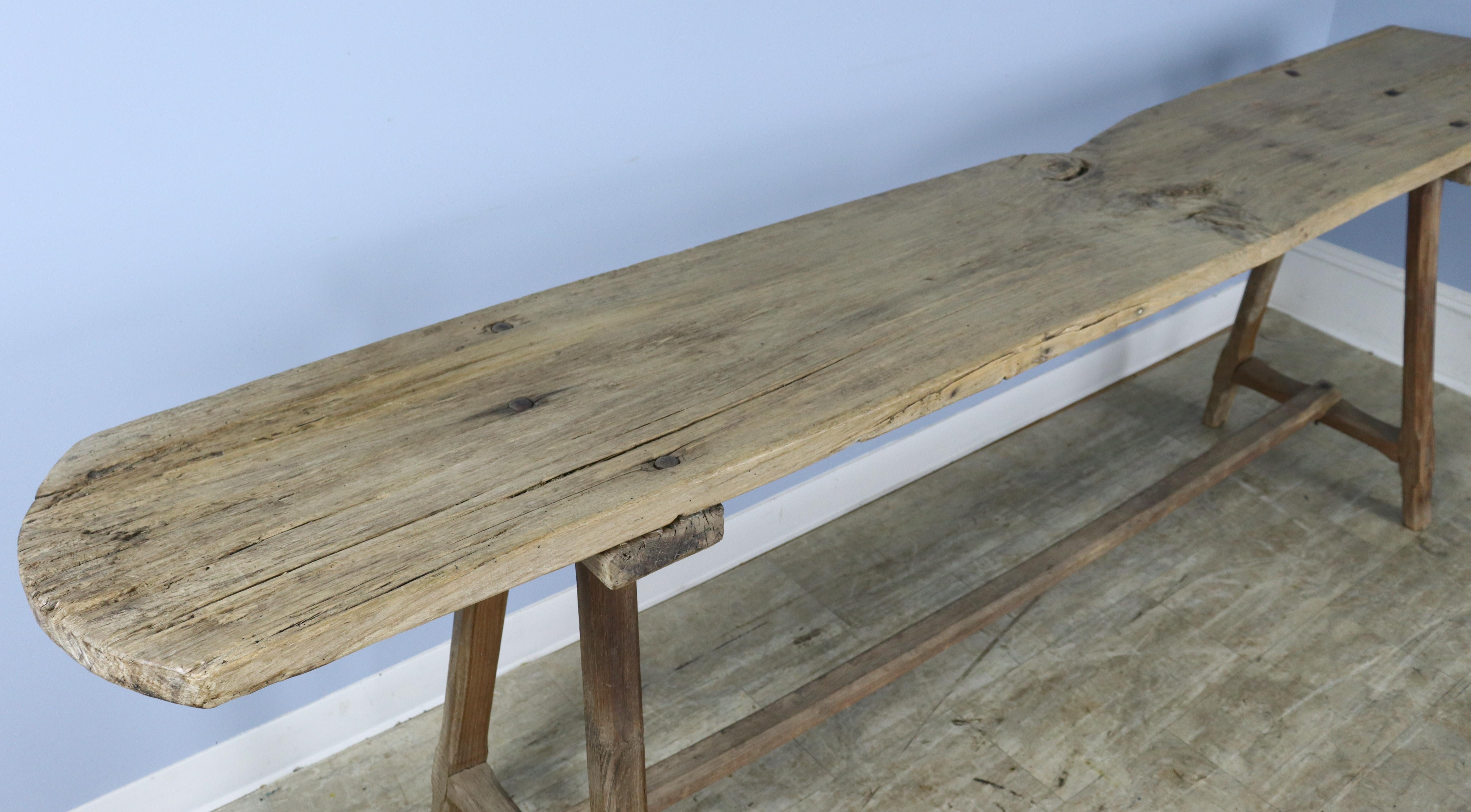 19th Century Rustic French Poplar Serving or Work Table For Sale