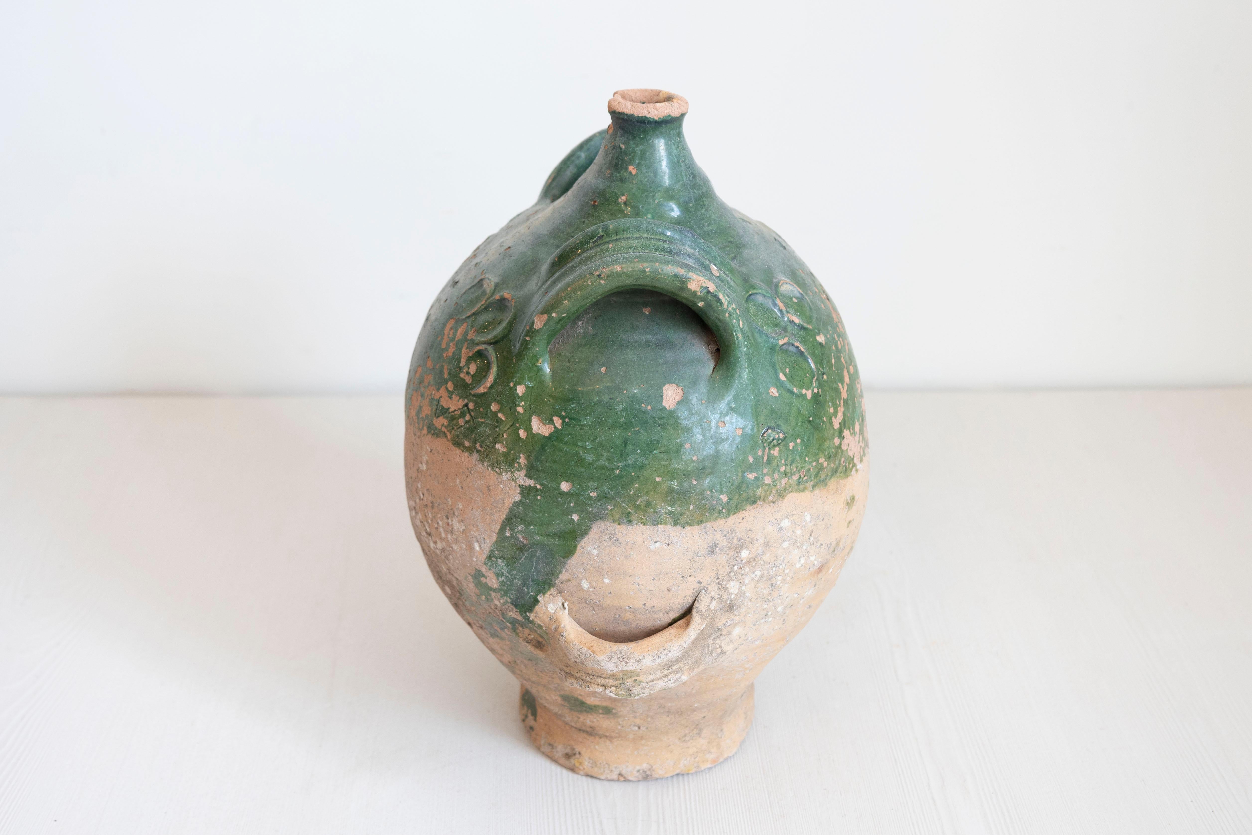 Jarra de aceite de oliva de cerámica francesa rústica Provincial francés en venta