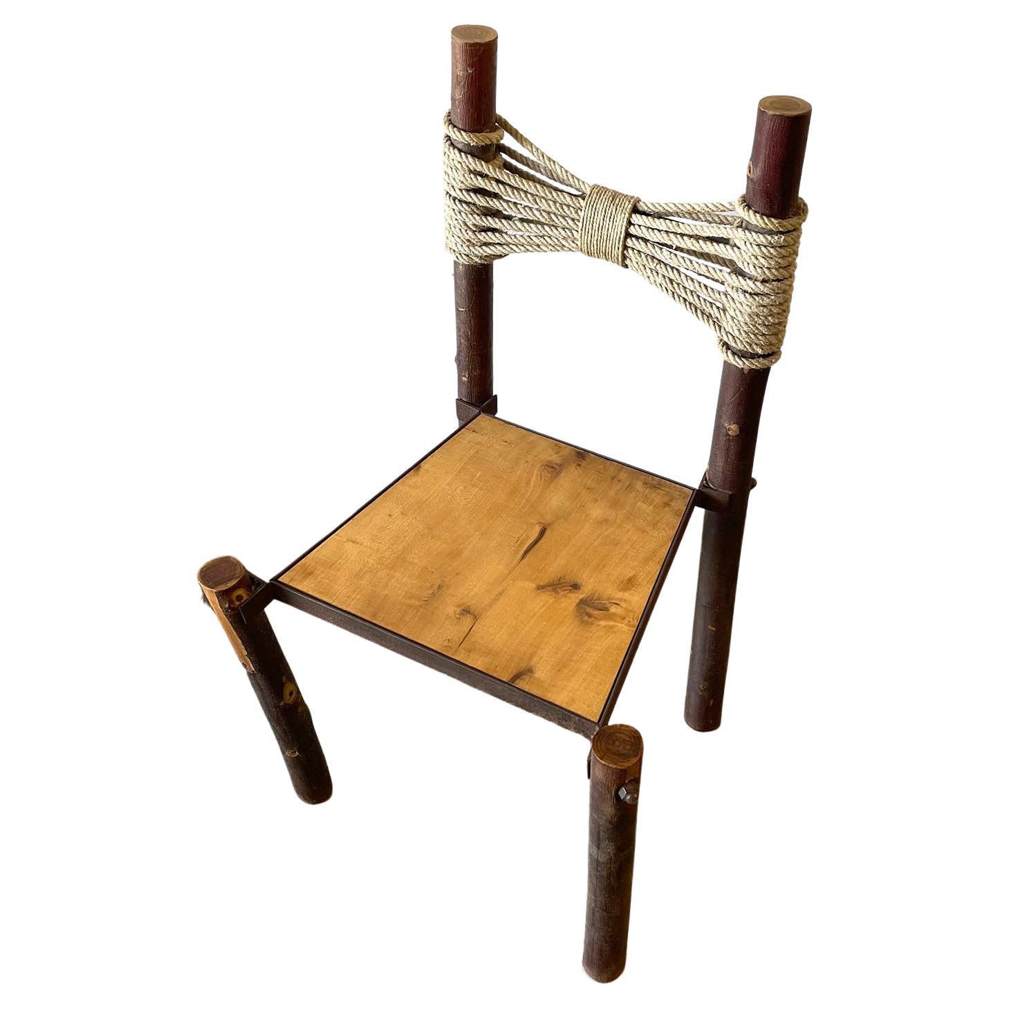 Rustic French Primitive Chair For Sale
