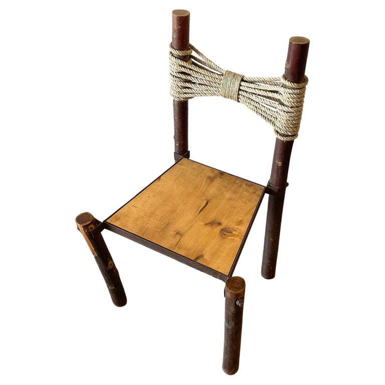 Rustic French Primitive Chair For Sale at 1stDibs