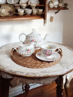 Rustikaler französischer Provence Korbkorb-Tafelaufsatz aus Korbweide, handgewebt, Frankreich 20. Jahrhundert.