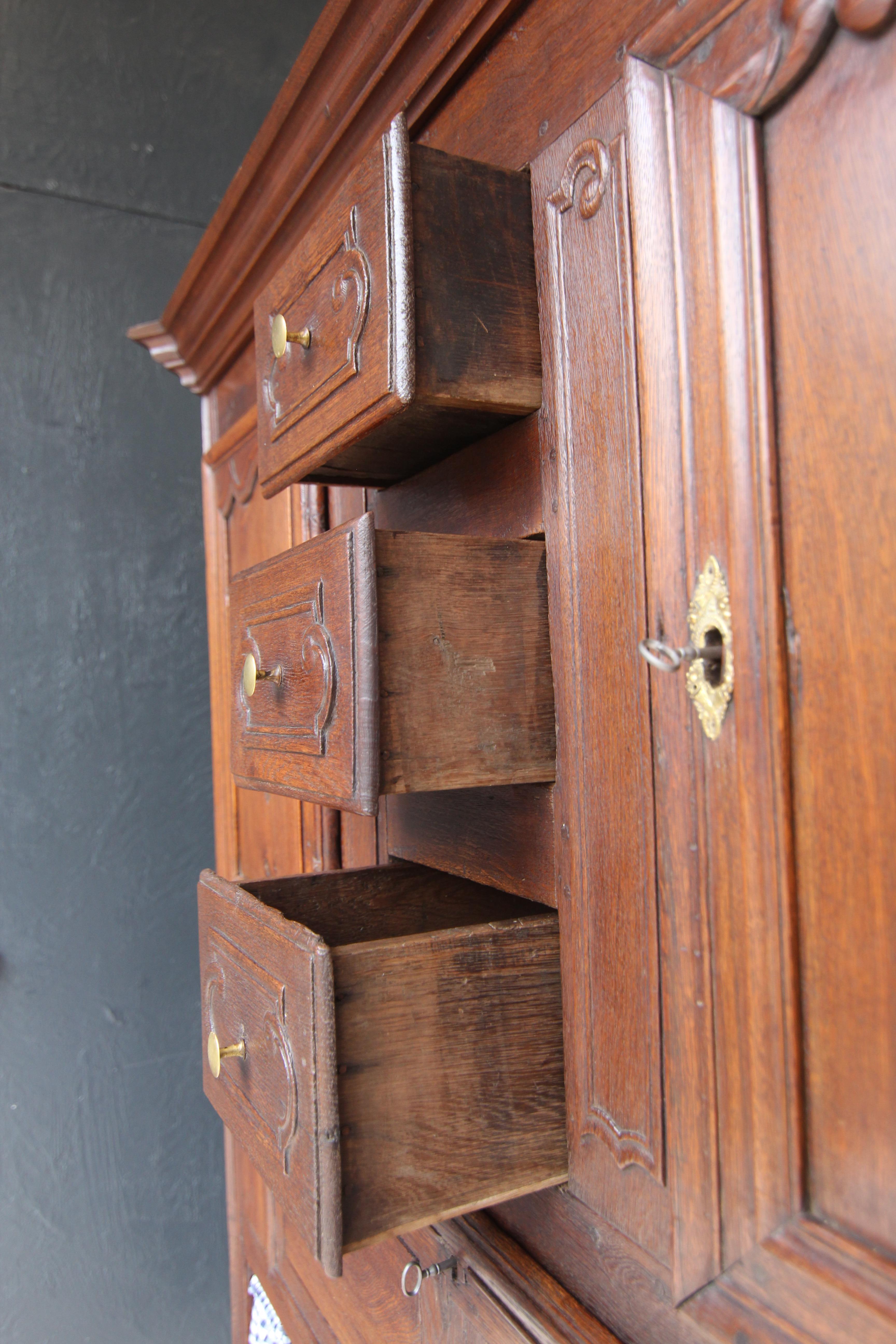 Rustic French Provincial 18th Century Oak Kitchen Pantry Cupboard 14