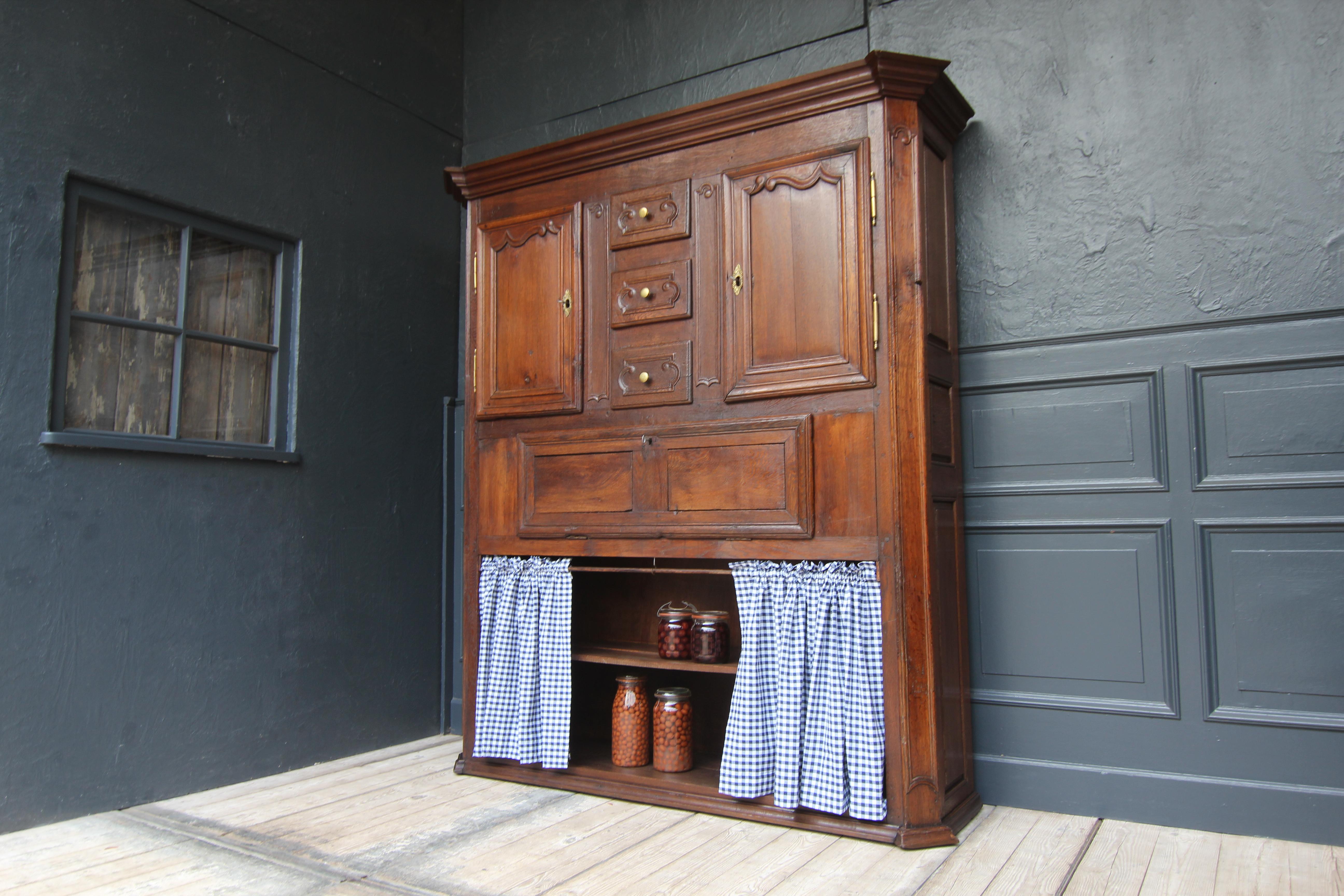 Rustic French Provincial 18th Century Oak Kitchen Pantry Cupboard 1