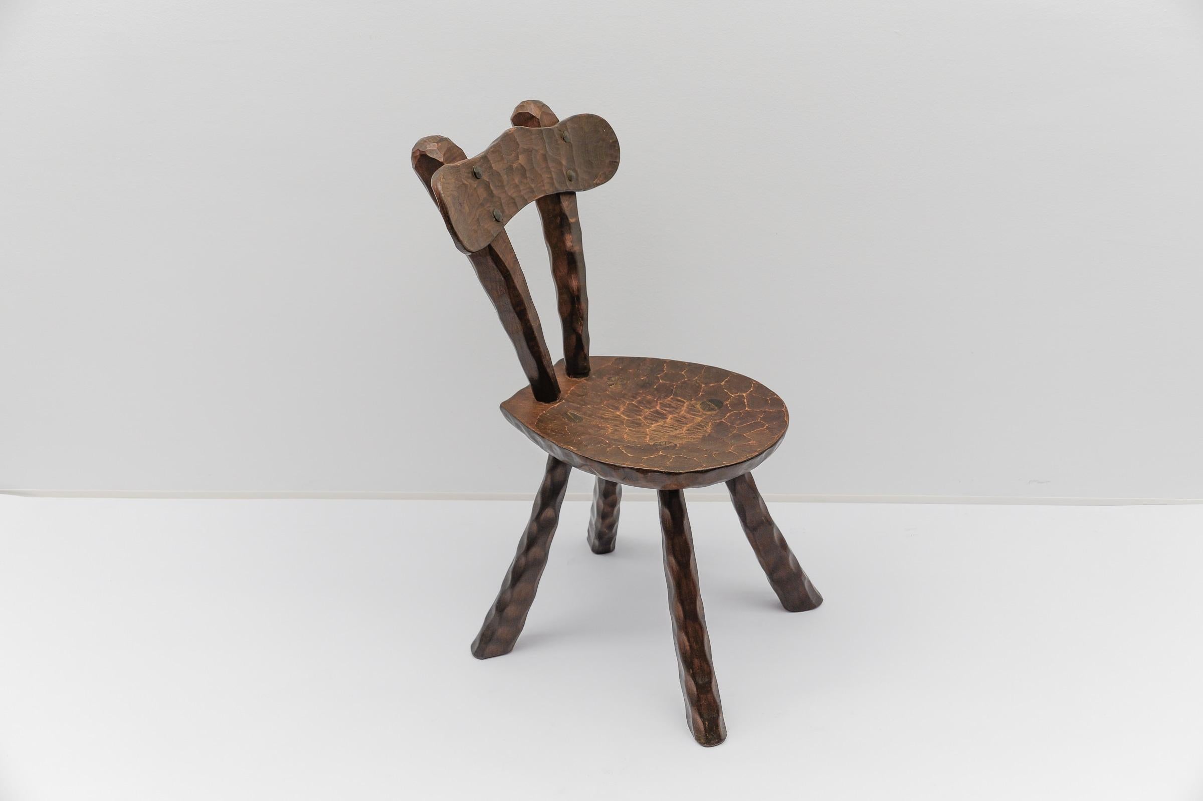 Hand-Carved Rustic French Provincial Sculptured Chair in the Style of Alexandre Noll, 1960s