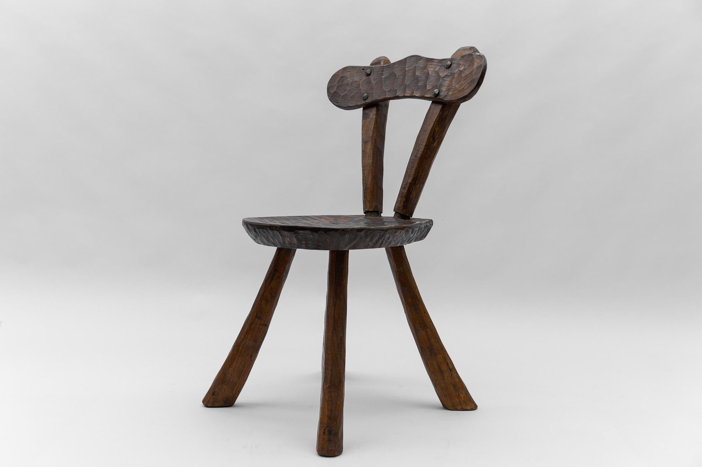 Rustic French Provincial Sculptured Chair in the Style of Alexandre Noll, 1960s In Good Condition In Nürnberg, Bayern