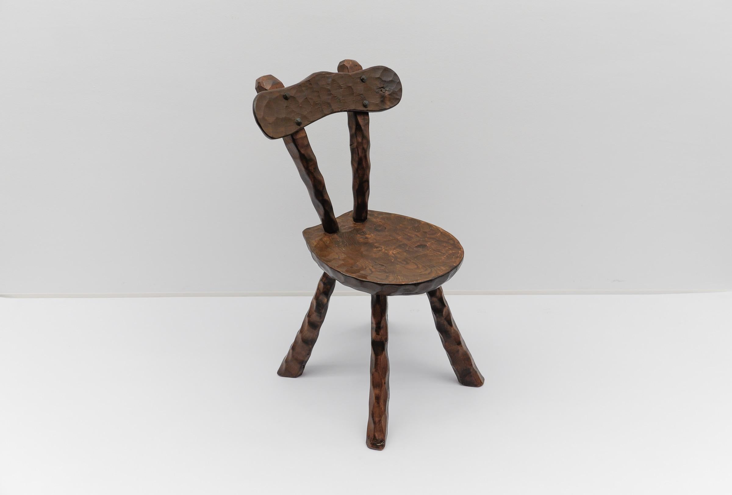 Rustic French Provincial Sculptured Chair in the Style of Alexandre Noll, 1960s In Good Condition In Nürnberg, Bayern