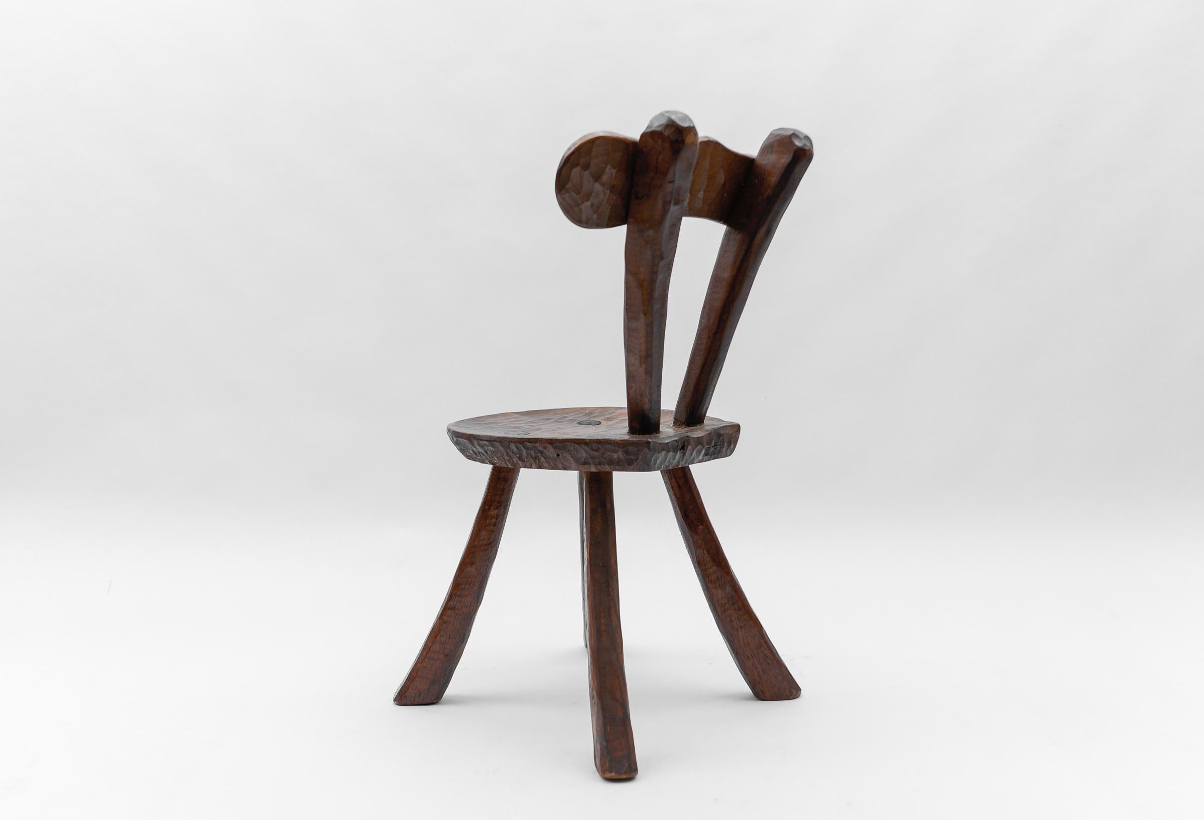Mid-20th Century Rustic French Provincial Sculptured Chair in the Style of Alexandre Noll, 1960s For Sale
