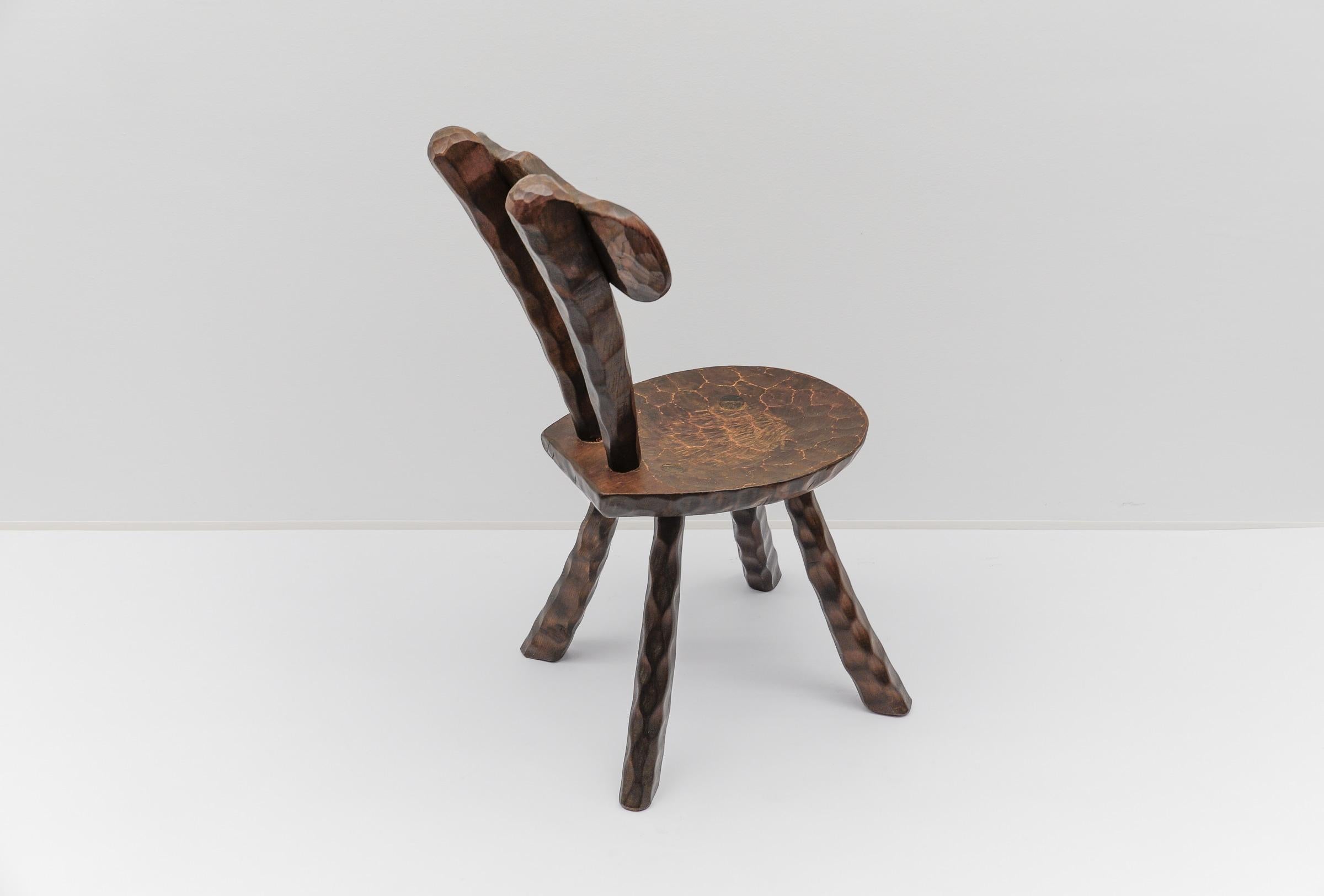 Mid-20th Century Rustic French Provincial Sculptured Chair in the Style of Alexandre Noll, 1960s