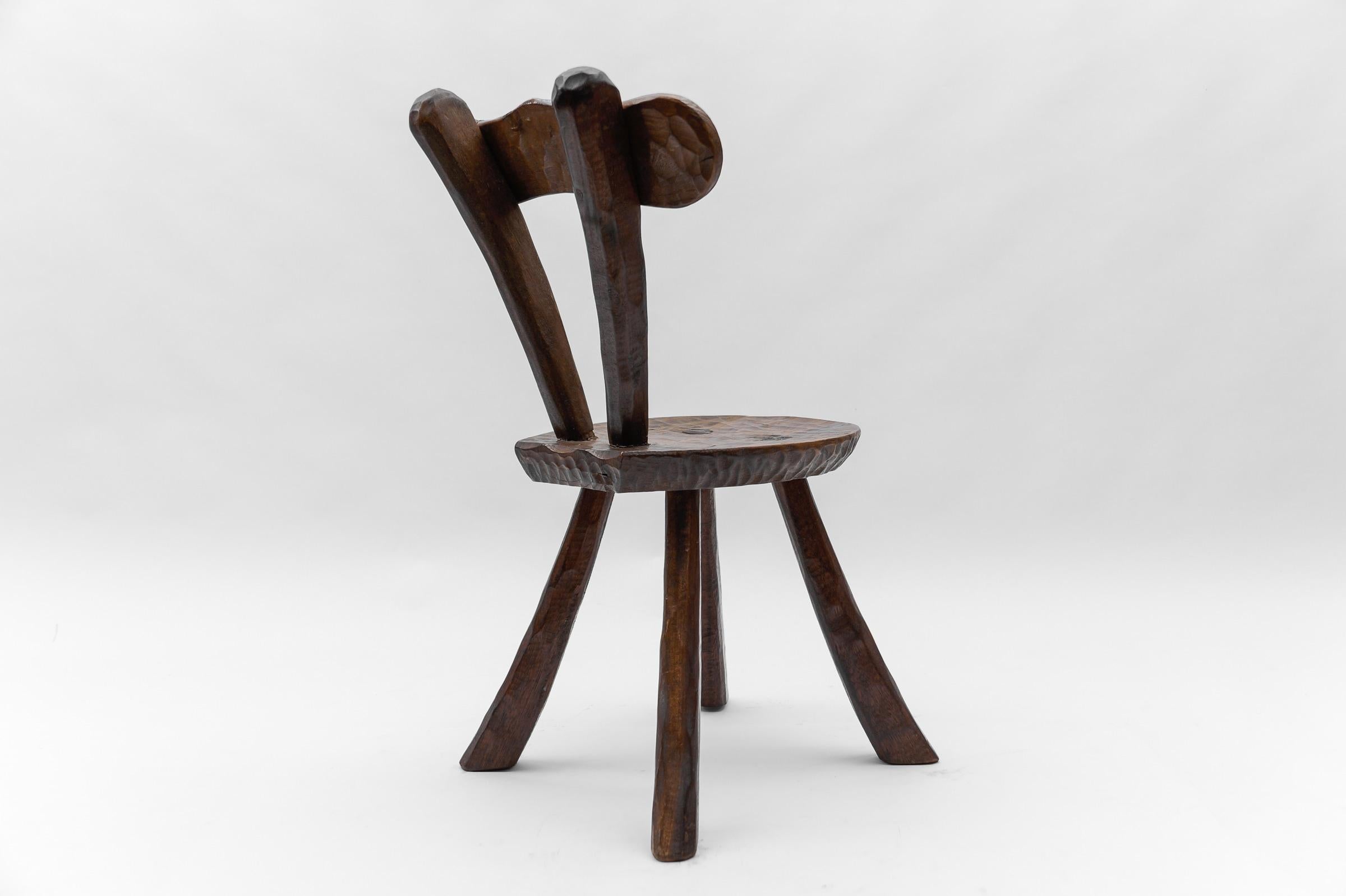 Elm Rustic French Provincial Sculptured Chair in the Style of Alexandre Noll, 1960s For Sale