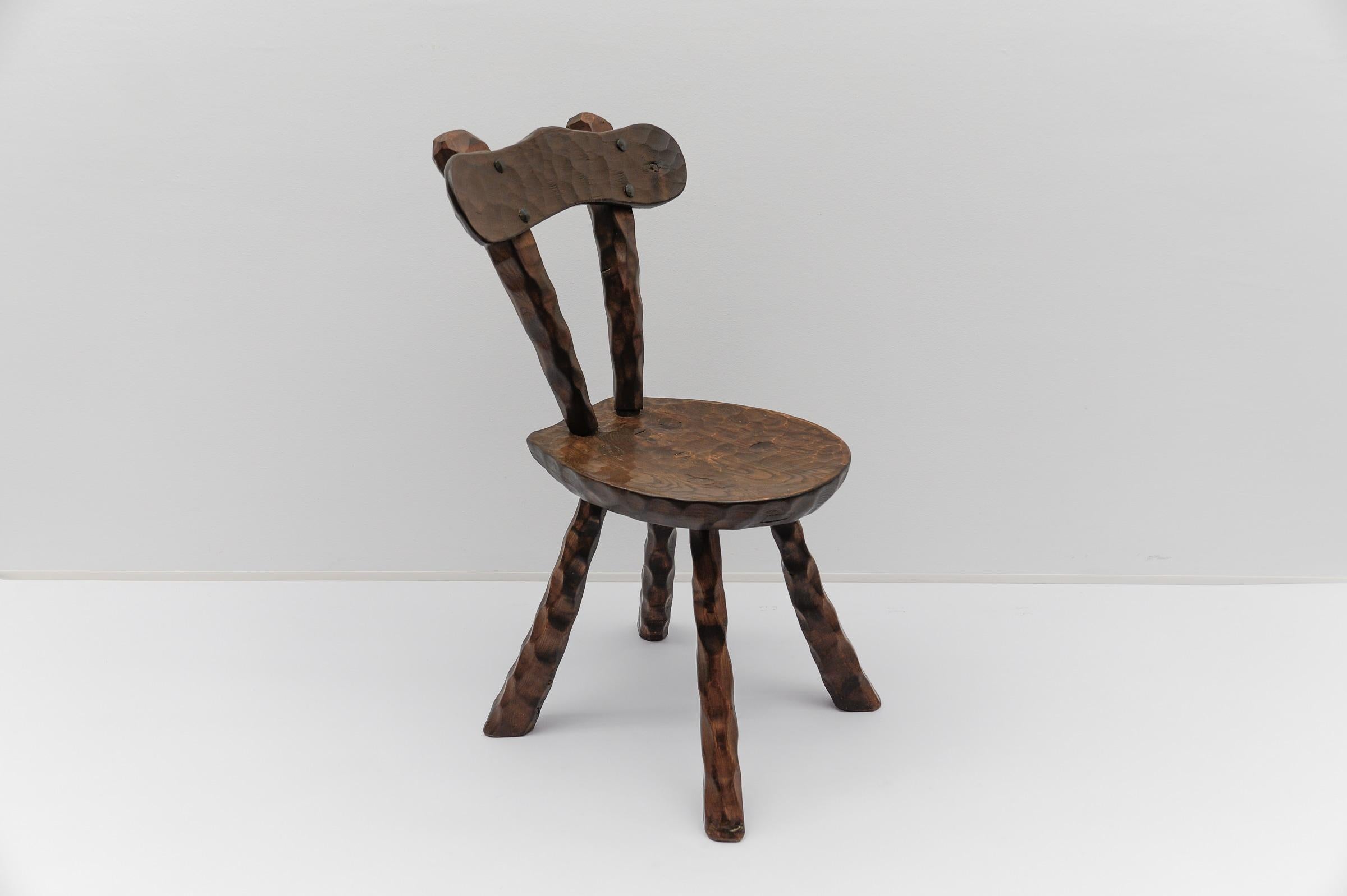 Elm Rustic French Provincial Sculptured Chair in the Style of Alexandre Noll, 1960s