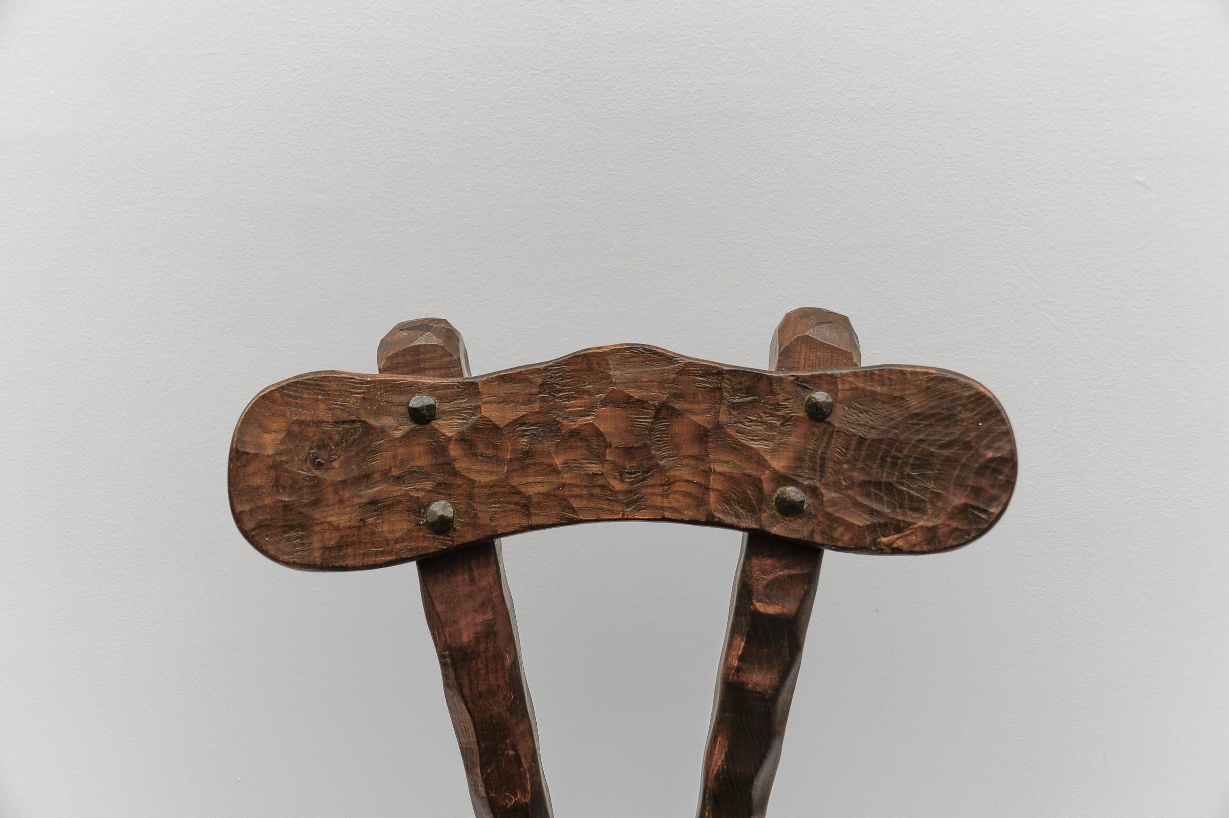 Elm Rustic French Provincial Sculptured Chair in the Style of Alexandre Noll, 1960s