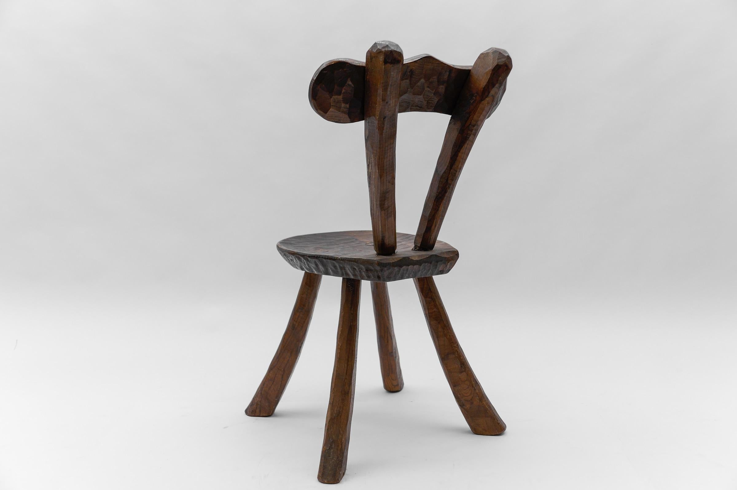 Rustic French Provincial Sculptured Chair in the Style of Alexandre Noll, 1960s 1