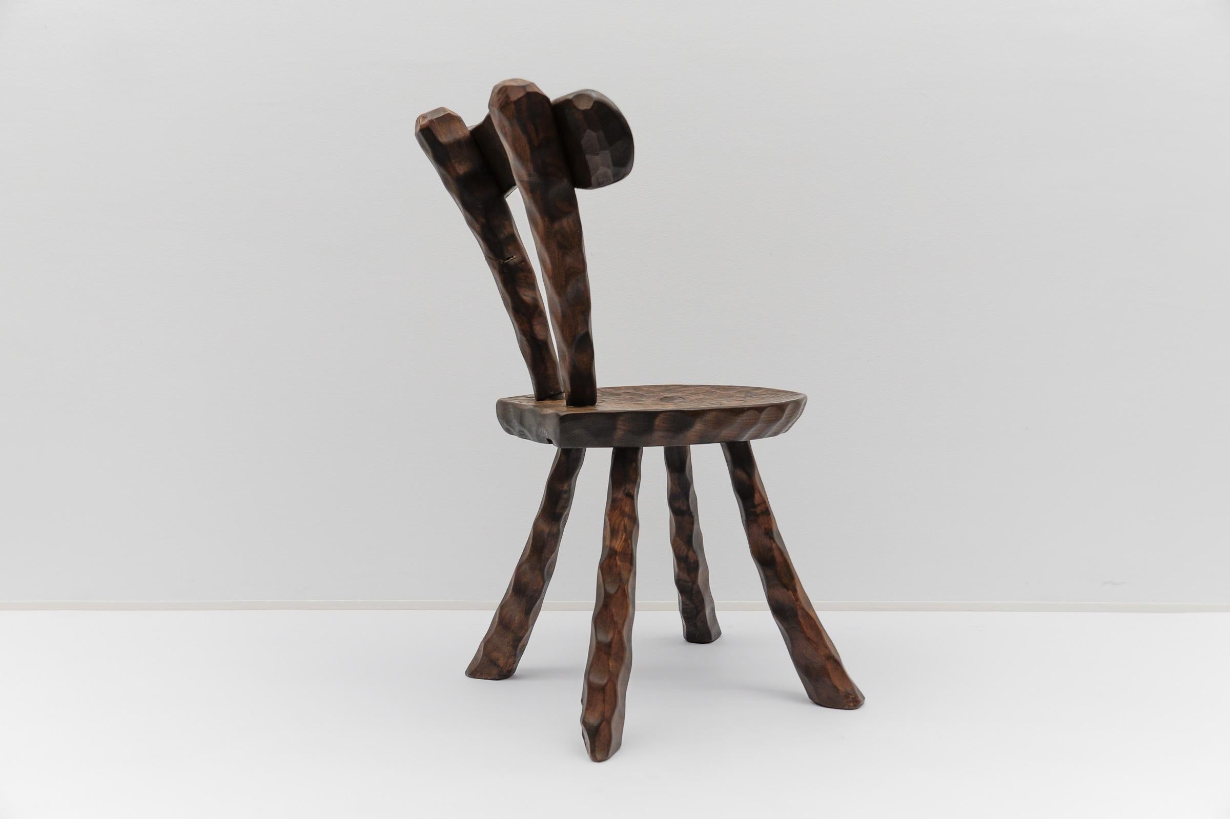 Rustic French Provincial Sculptured Chair in the Style of Alexandre Noll, 1960s 1