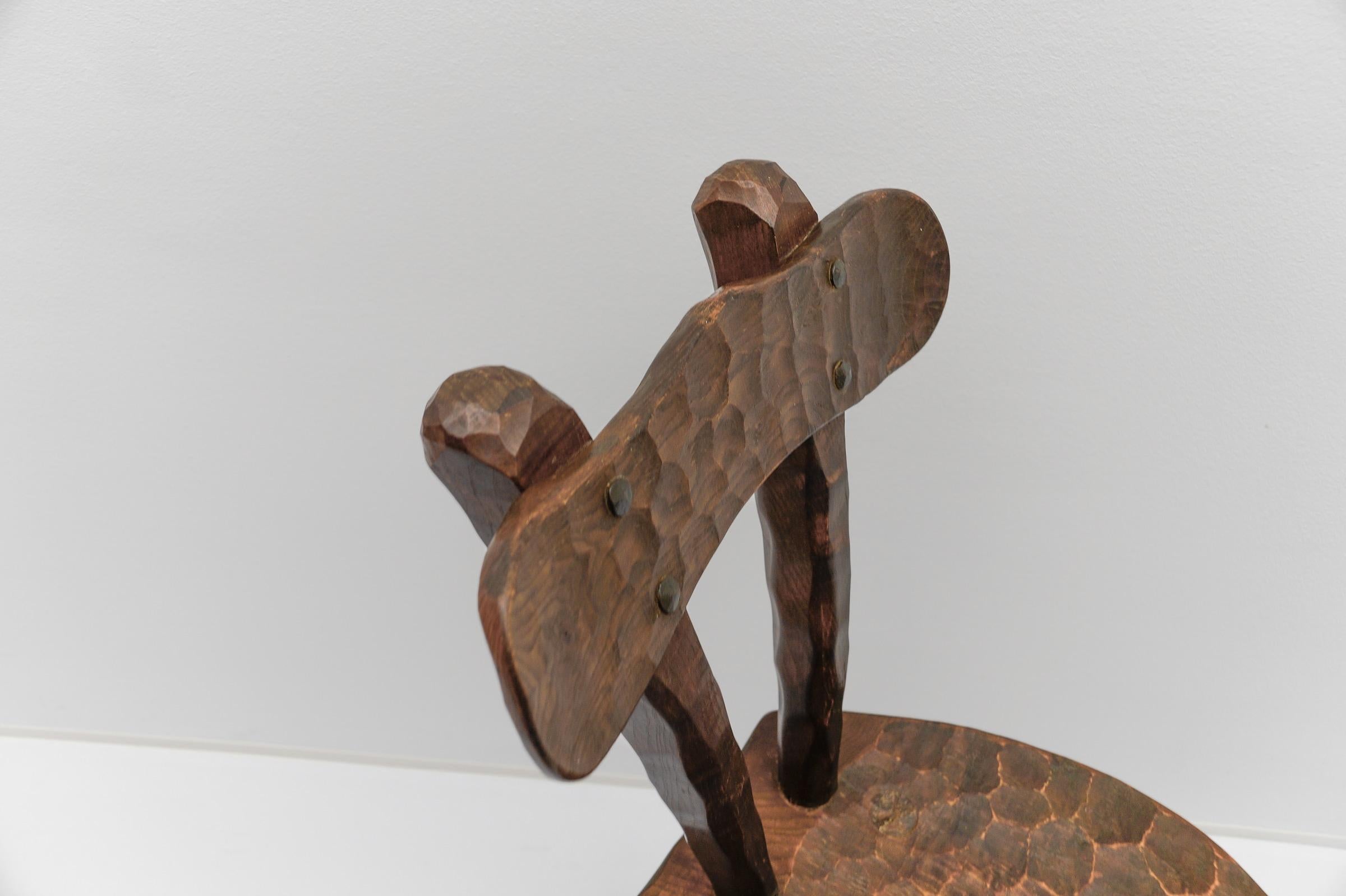 Rustic French Provincial Sculptured Chair in the Style of Alexandre Noll, 1960s 1