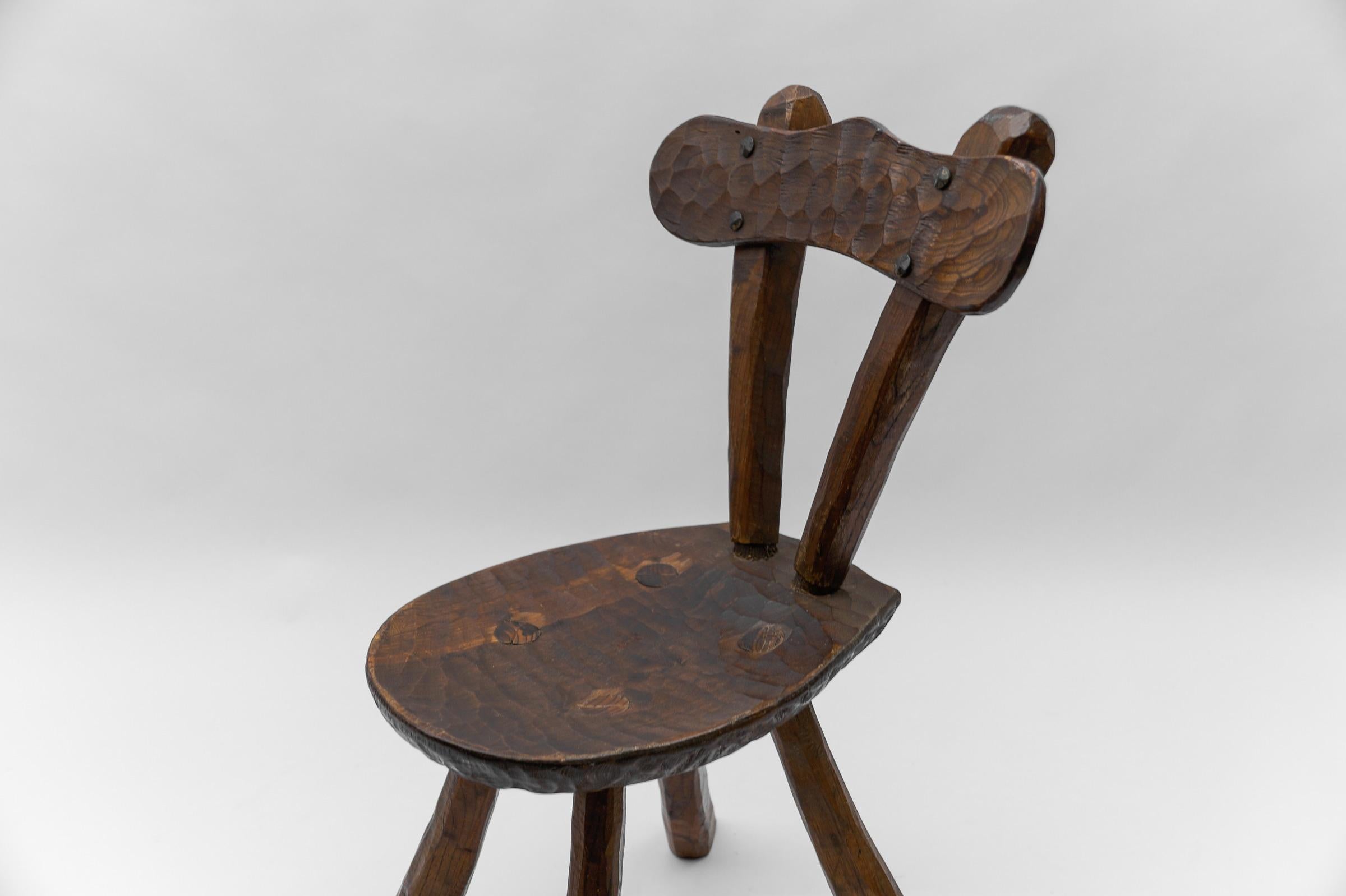 Rustic French Provincial Sculptured Chair in the Style of Alexandre Noll, 1960s 2