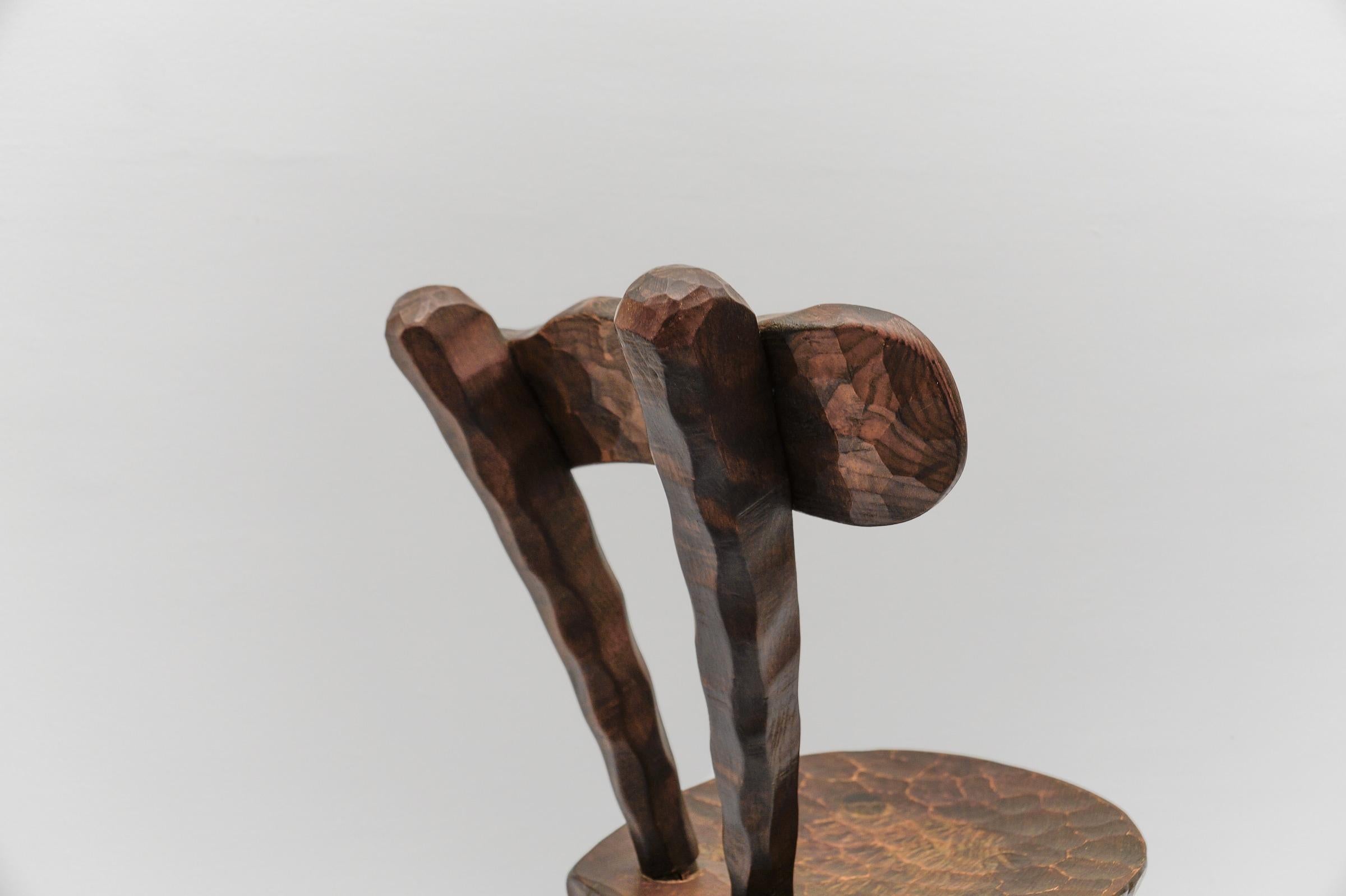 Rustic French Provincial Sculptured Chair in the Style of Alexandre Noll, 1960s 2