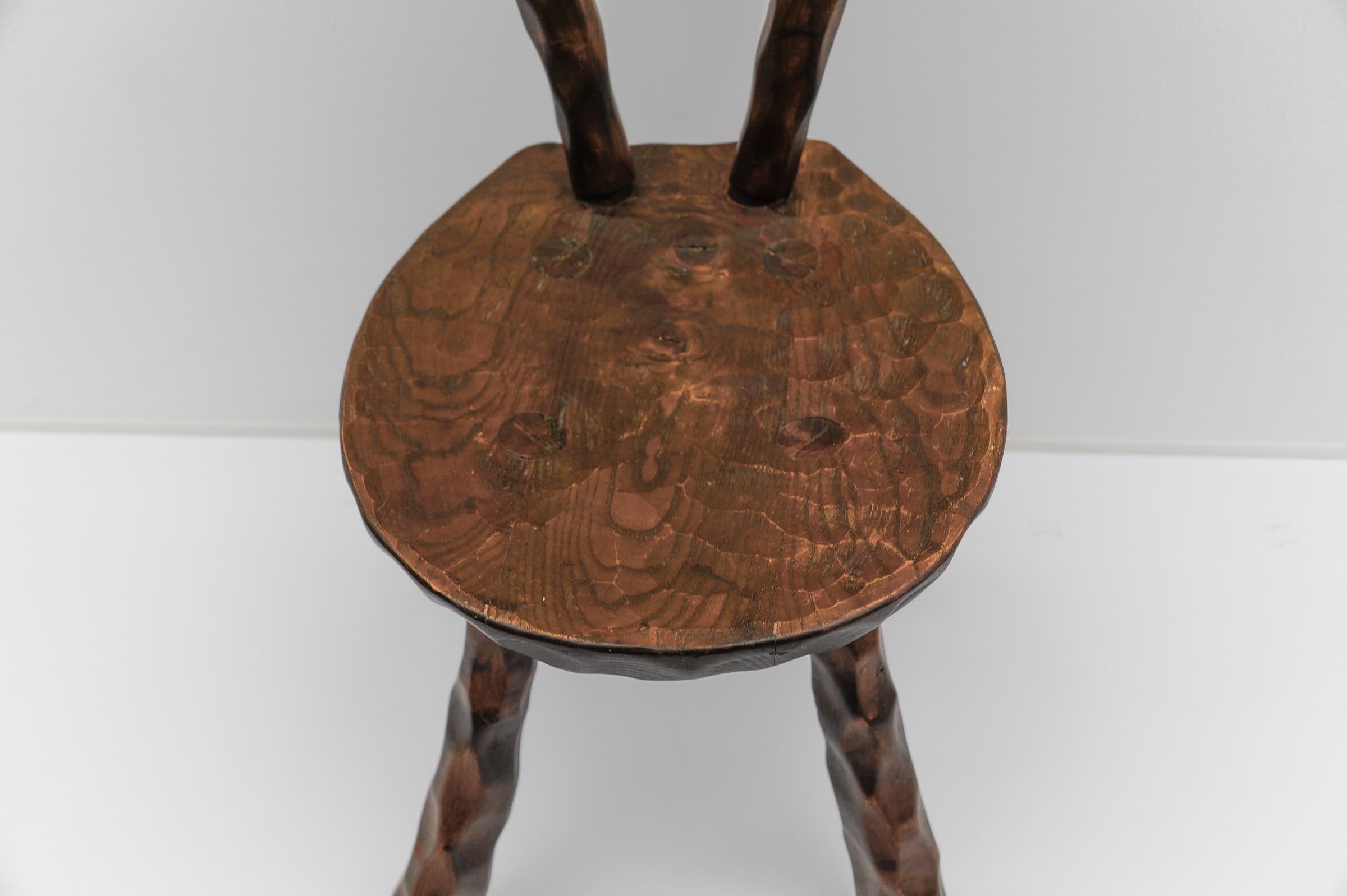 Rustic French Provincial Sculptured Chair in the Style of Alexandre Noll, 1960s 3