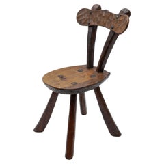 Rustic French Provincial Sculptured Chair in the Style of Alexandre Noll, 1960s