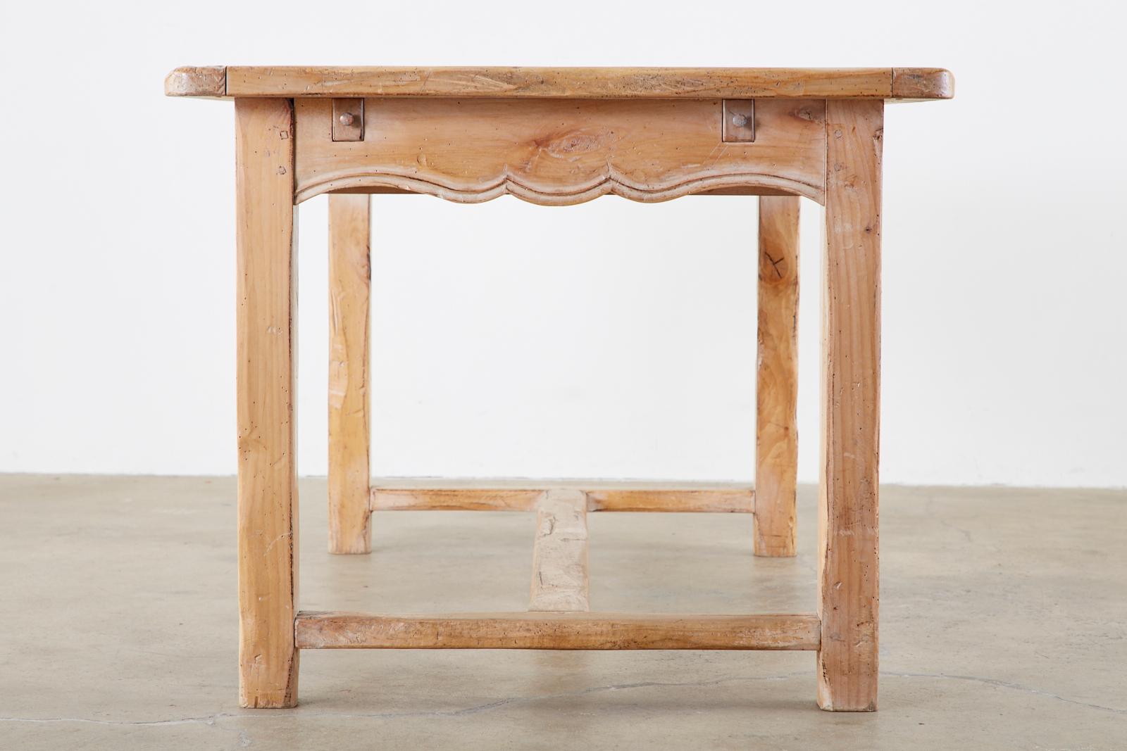 20th Century Rustic French Provincial Style Pine Farmhouse Dining Table