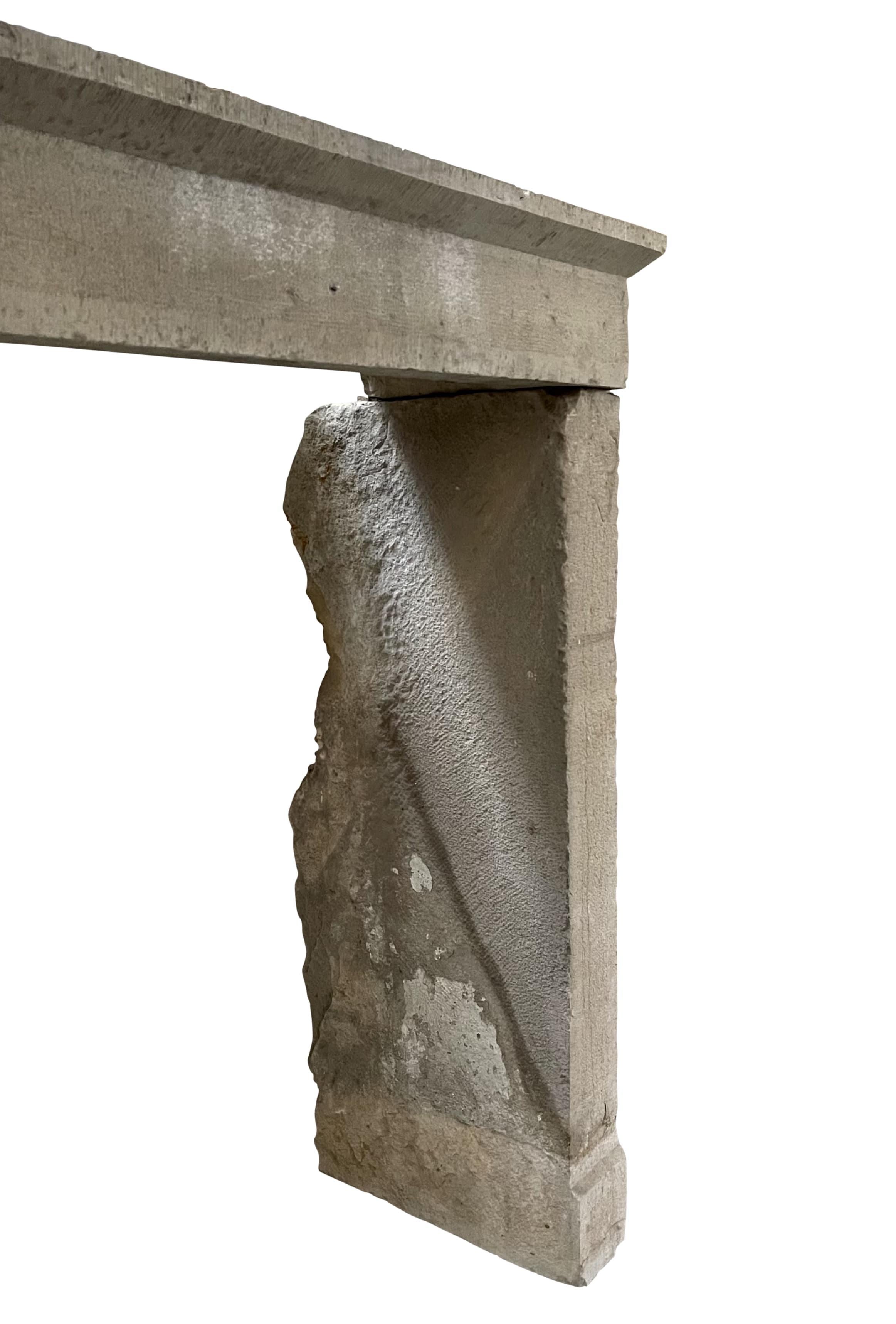 Rustic French Reclaimed Campagnarde Limestone Fireplace Surround 4