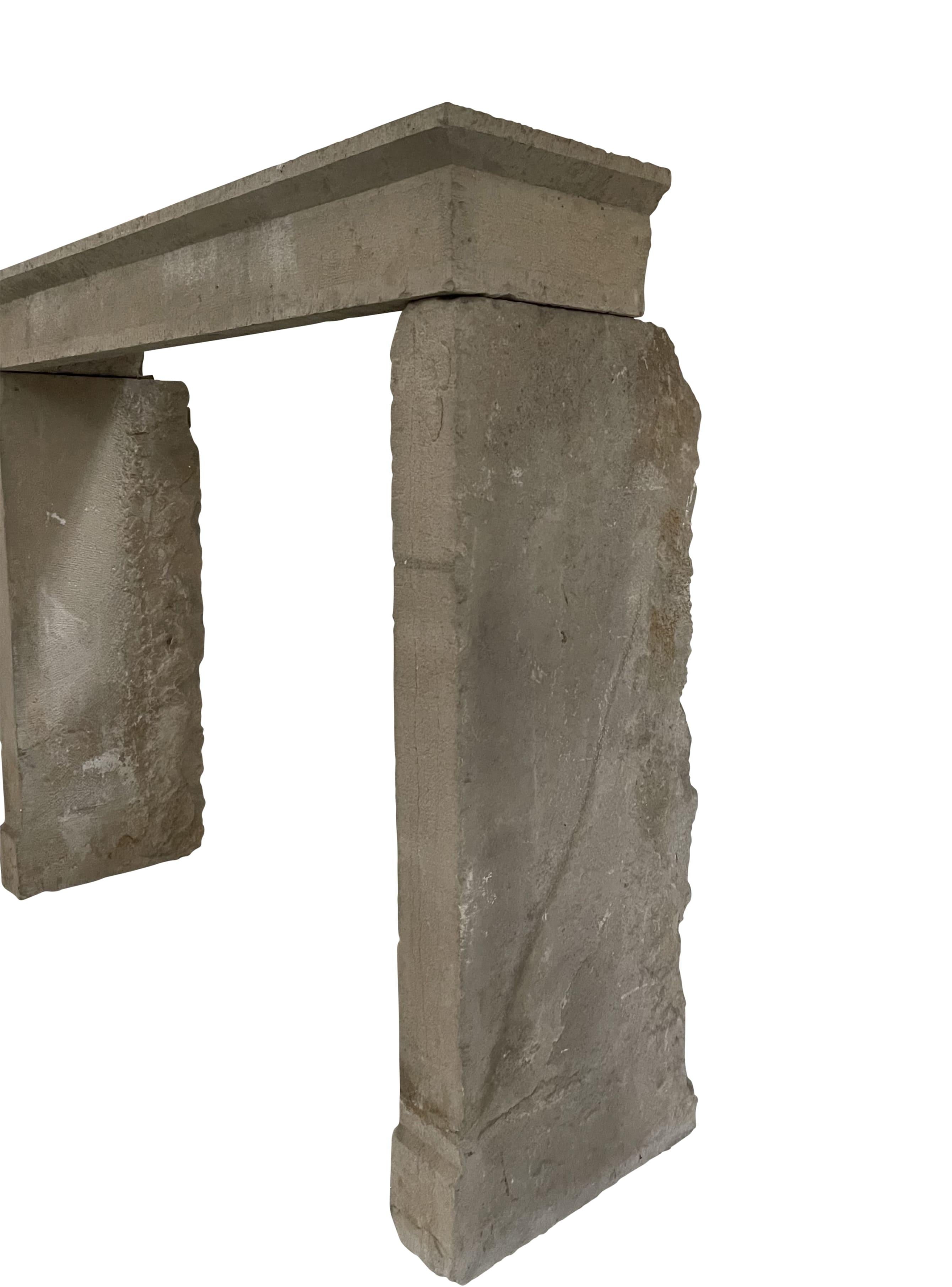Rustic French Reclaimed Campagnarde Limestone Fireplace Surround 6