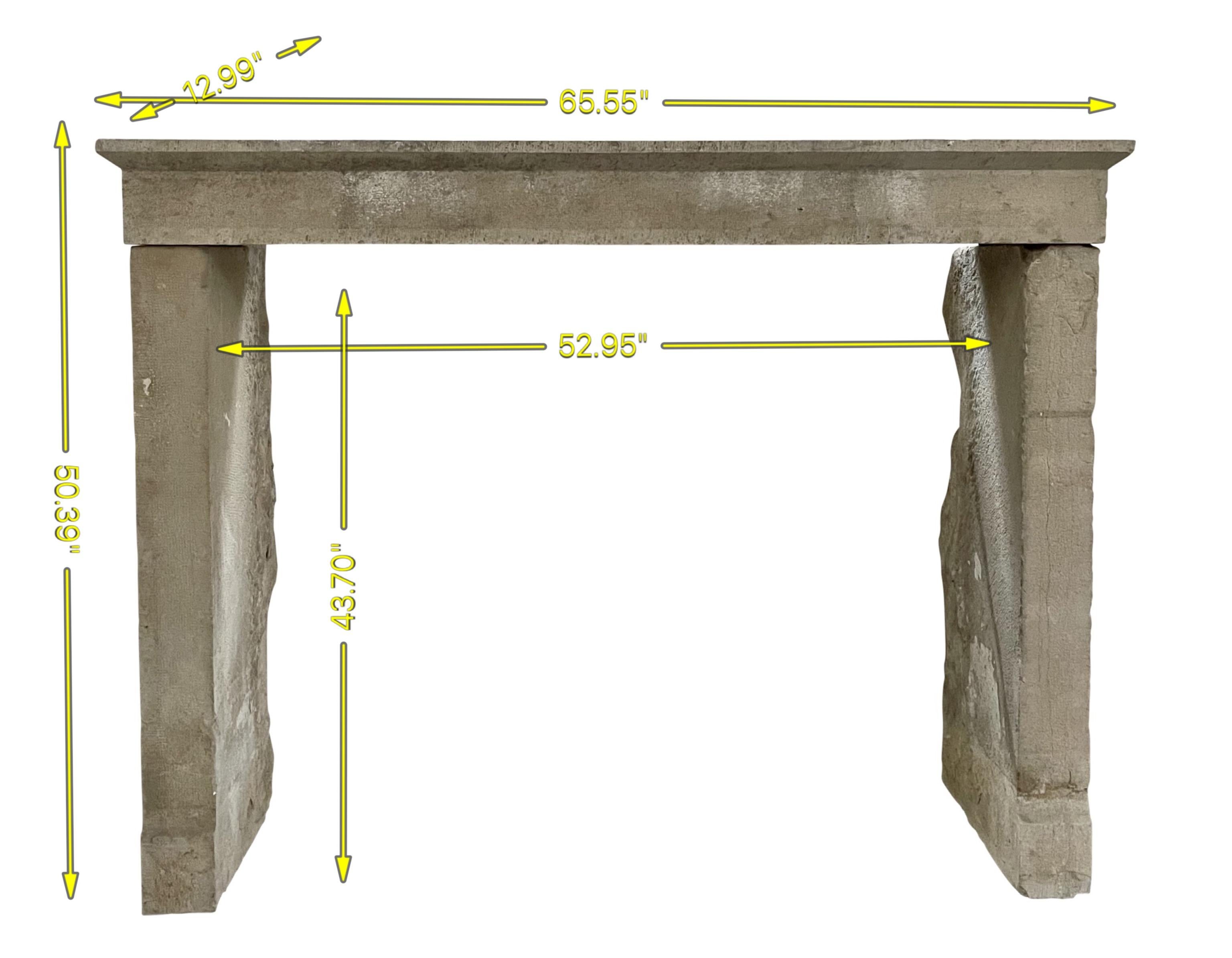 Rustic French Reclaimed Campagnarde Limestone Fireplace Surround 9