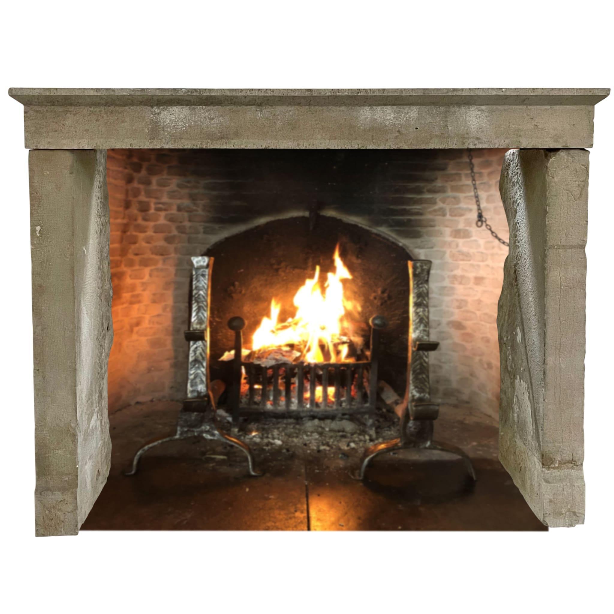 reclaimed limestone fireplace