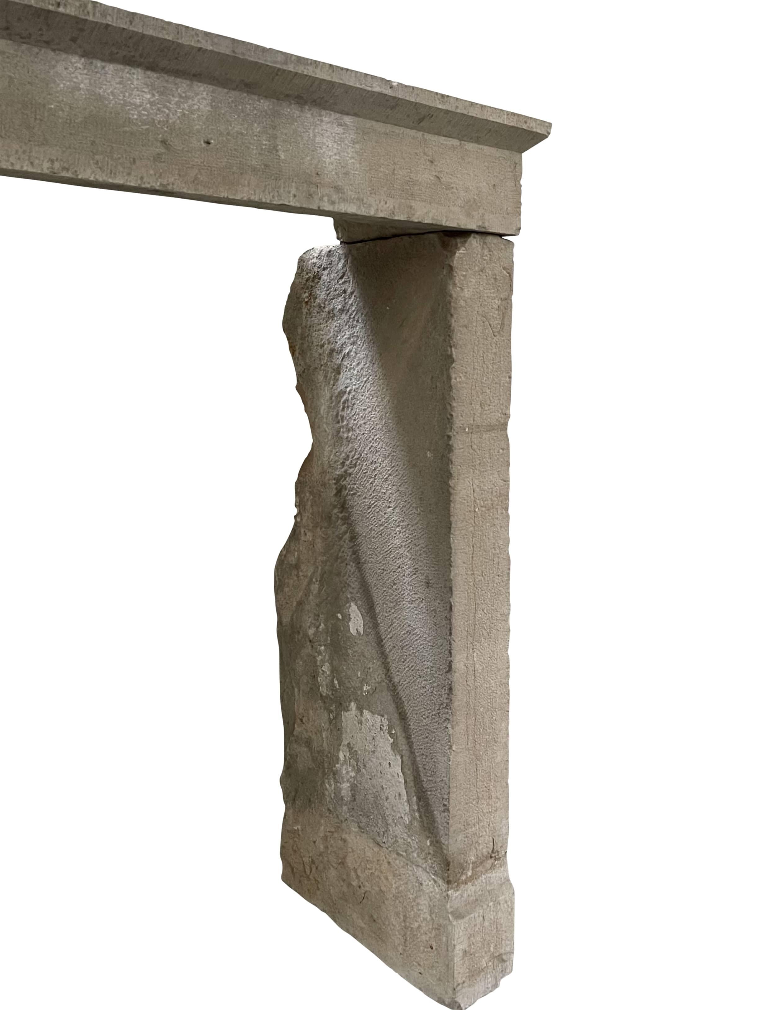Rustic French Reclaimed Campagnarde Limestone Fireplace Surround 1