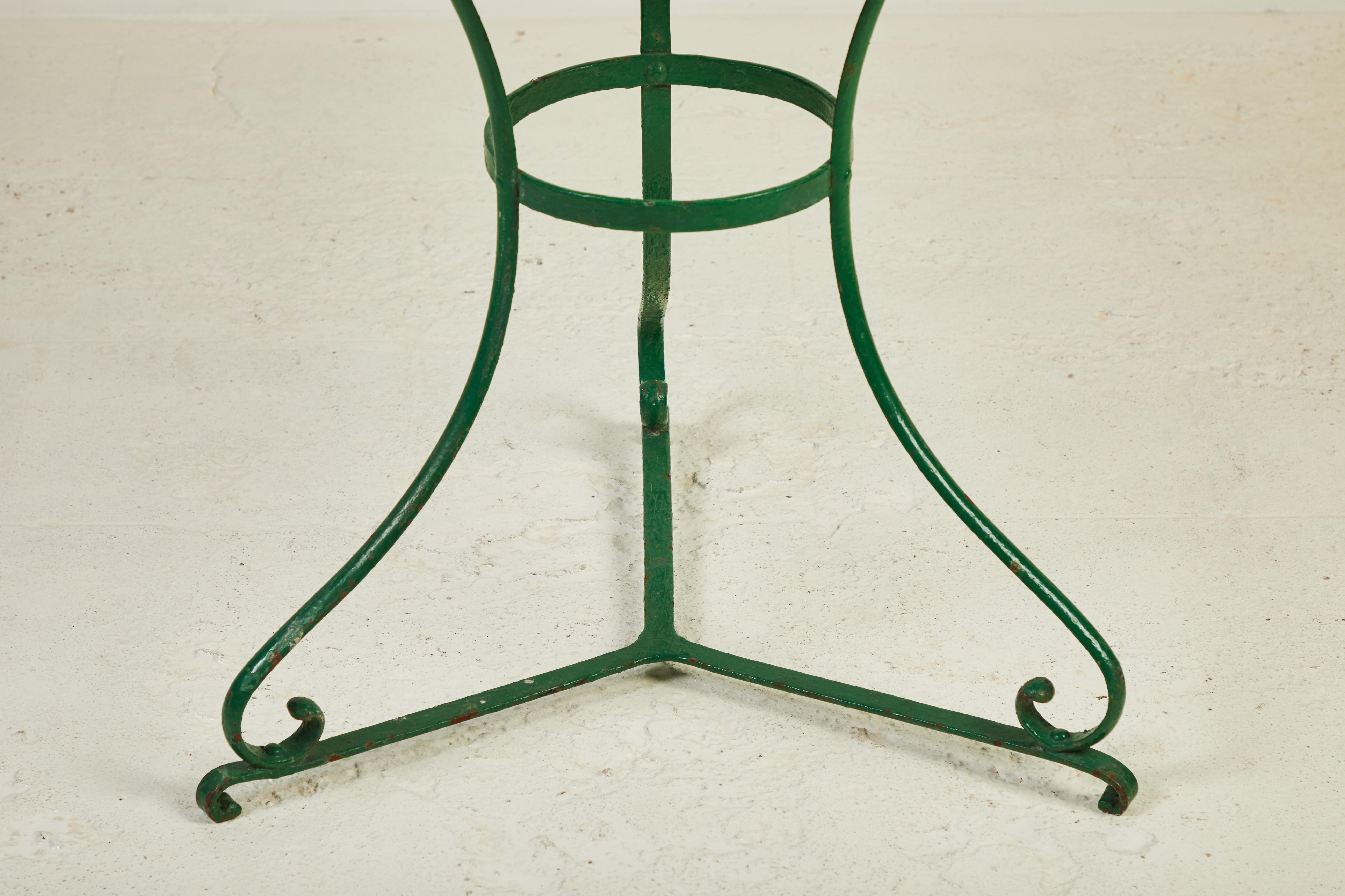 20th Century Rustic French Round Green Metal Table