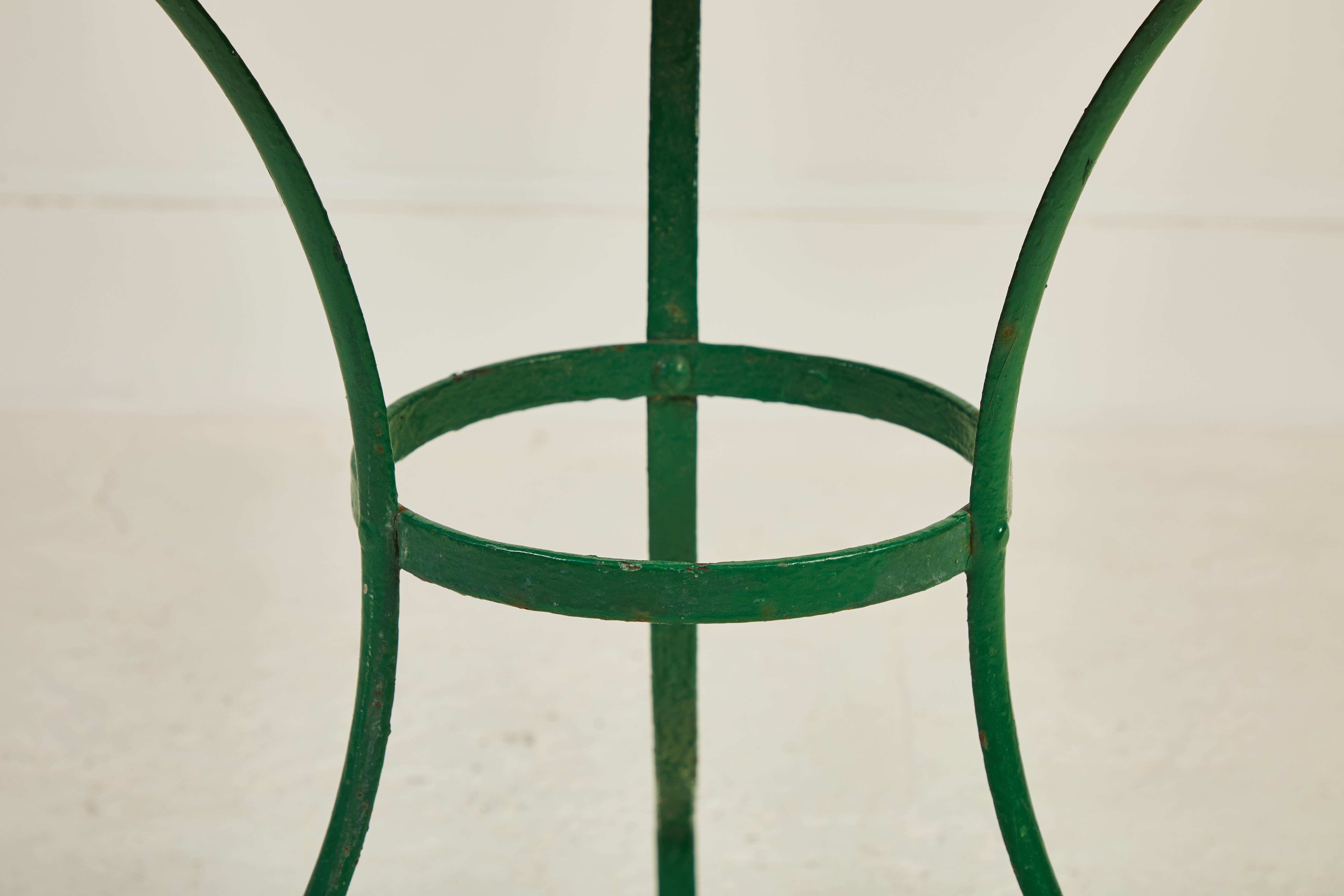 Rustic French Round Green Metal Table 1