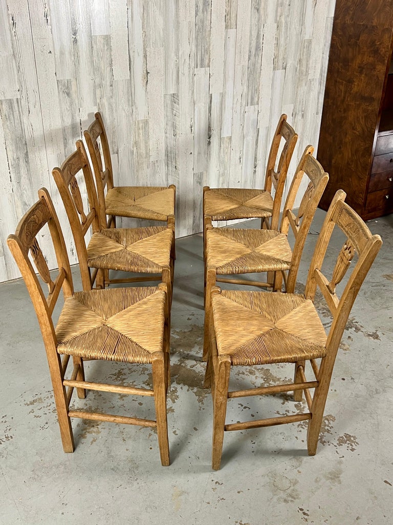 Rustic French Rush Seat Dining Chairs with Owl Splat For Sale at 1stDibs
