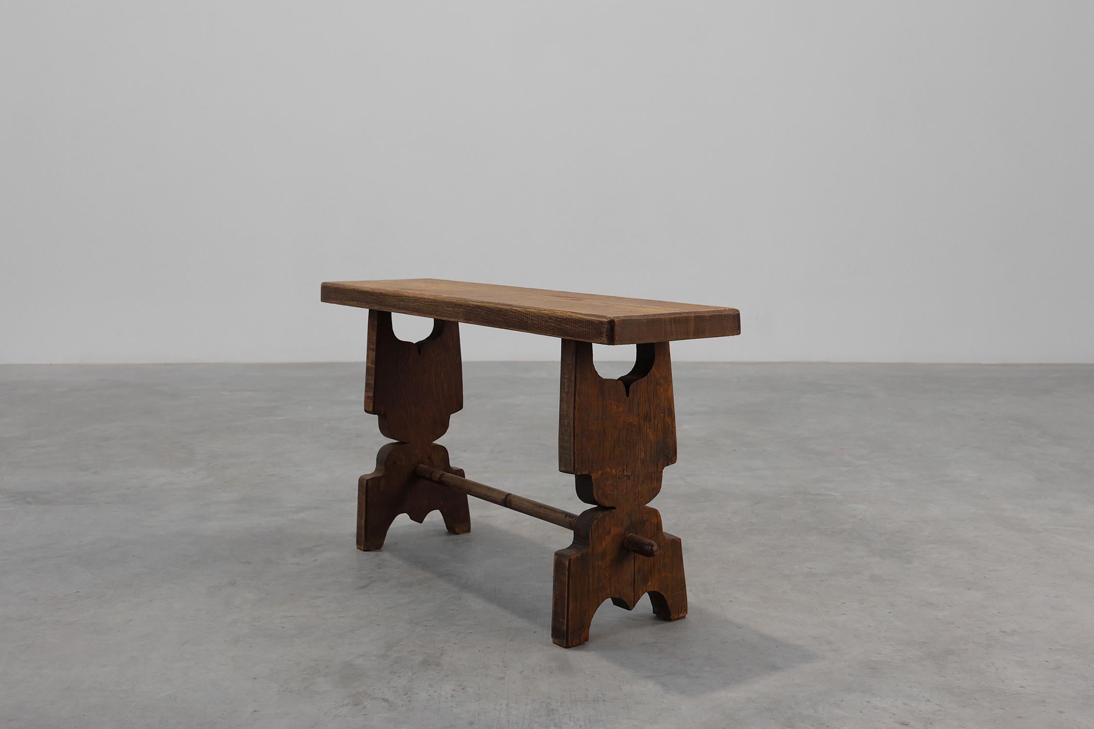 Rustic French solid Oak Bench, France, circa 1900 in vendita 3