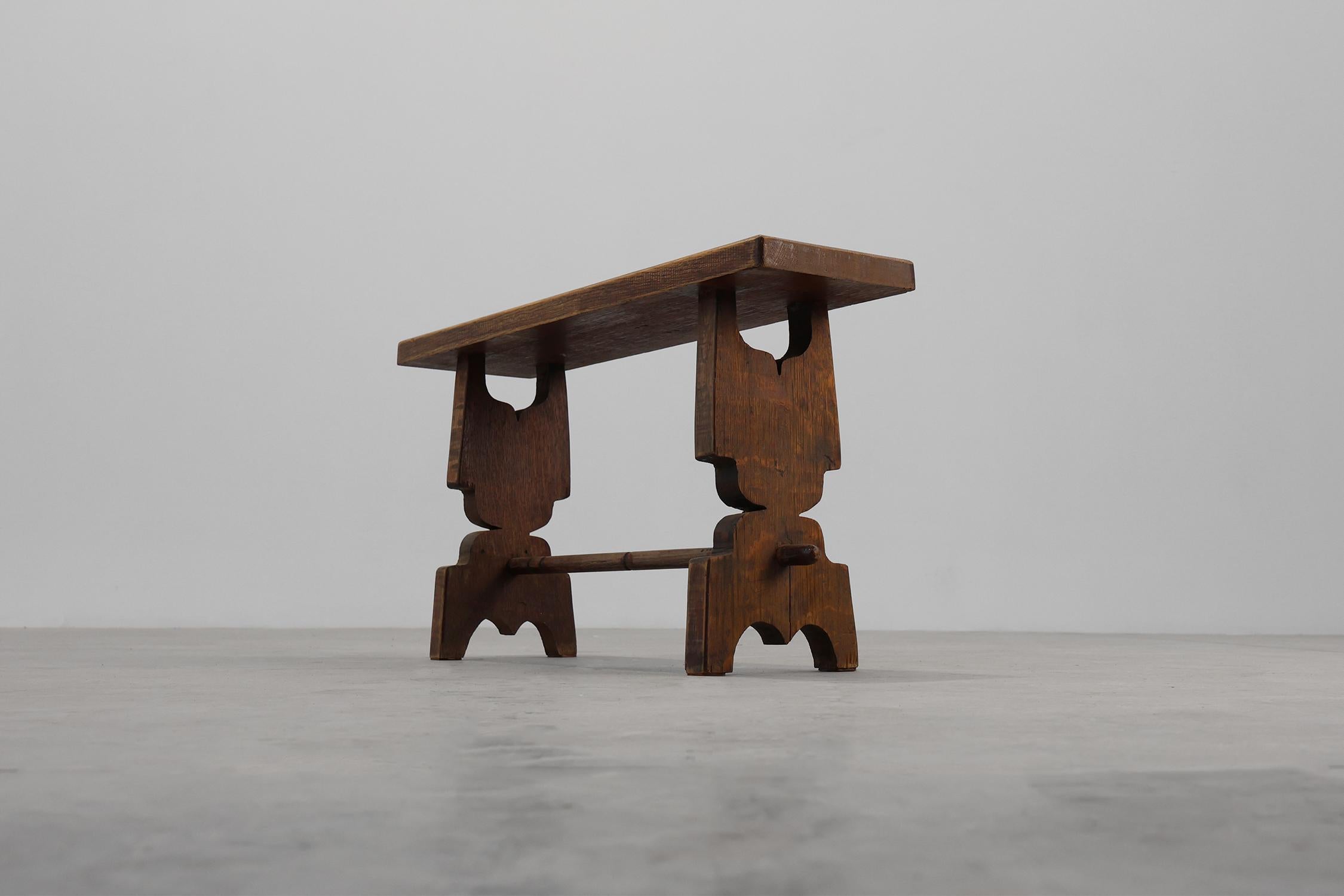 Rustic French solid Oak Bench, France, circa 1900 in vendita 4