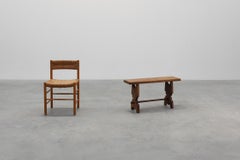 Rustic French solid Oak Bench, France, circa 1900