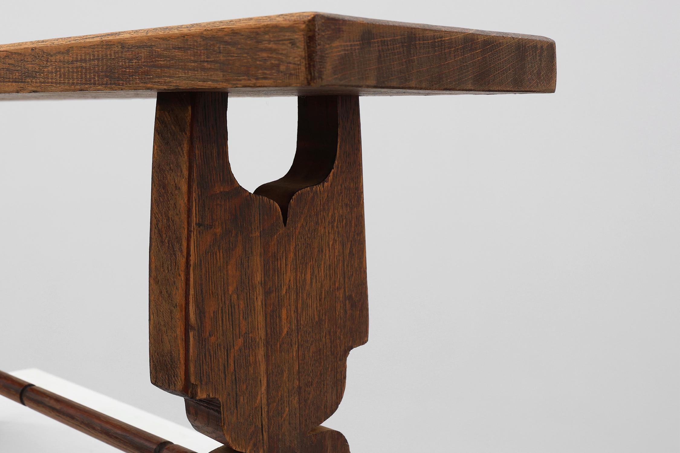 Stile provenzale Rustic French solid Oak Bench, France, circa 1900 in vendita