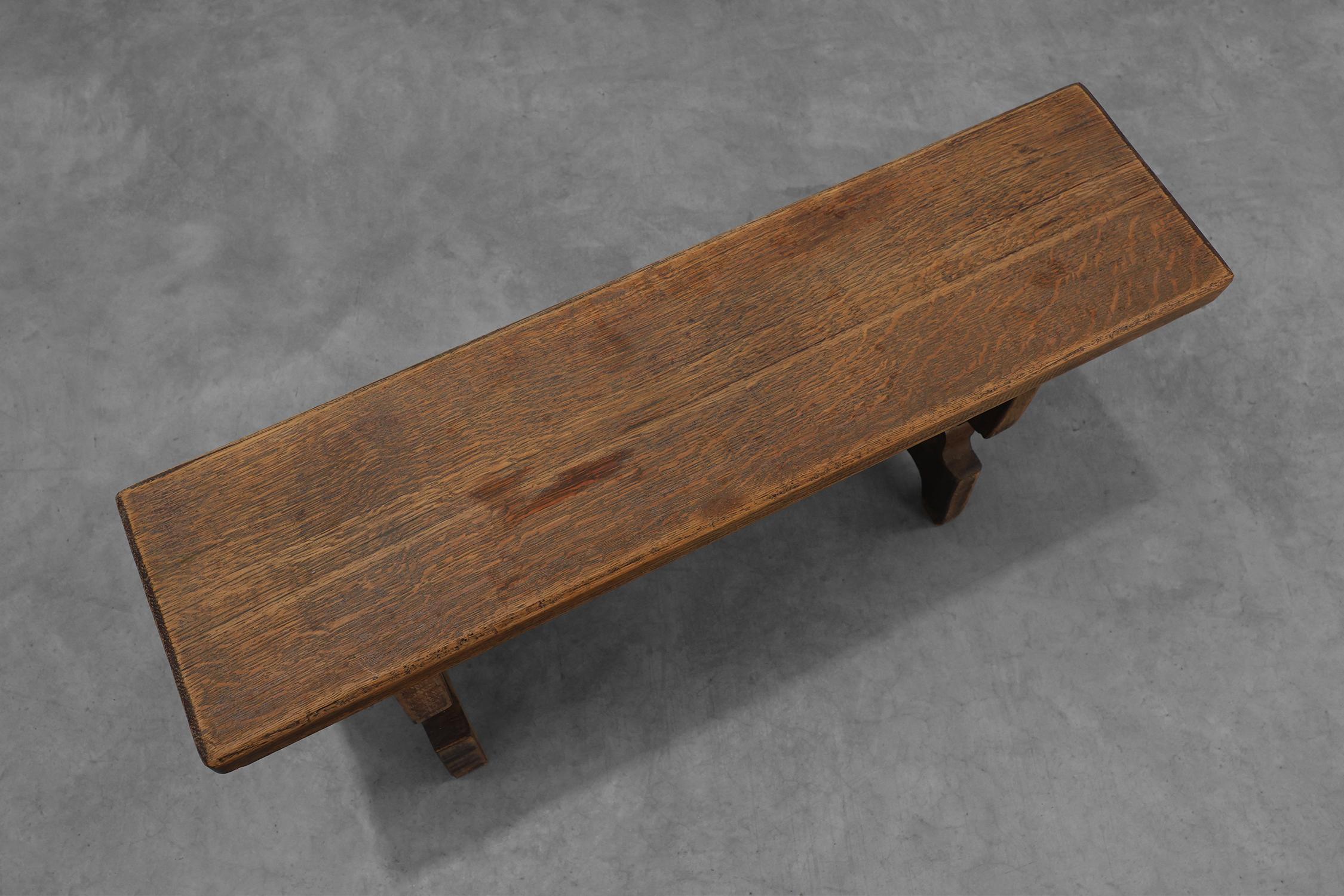Rustic French solid Oak Bench, France, circa 1900 in vendita 1
