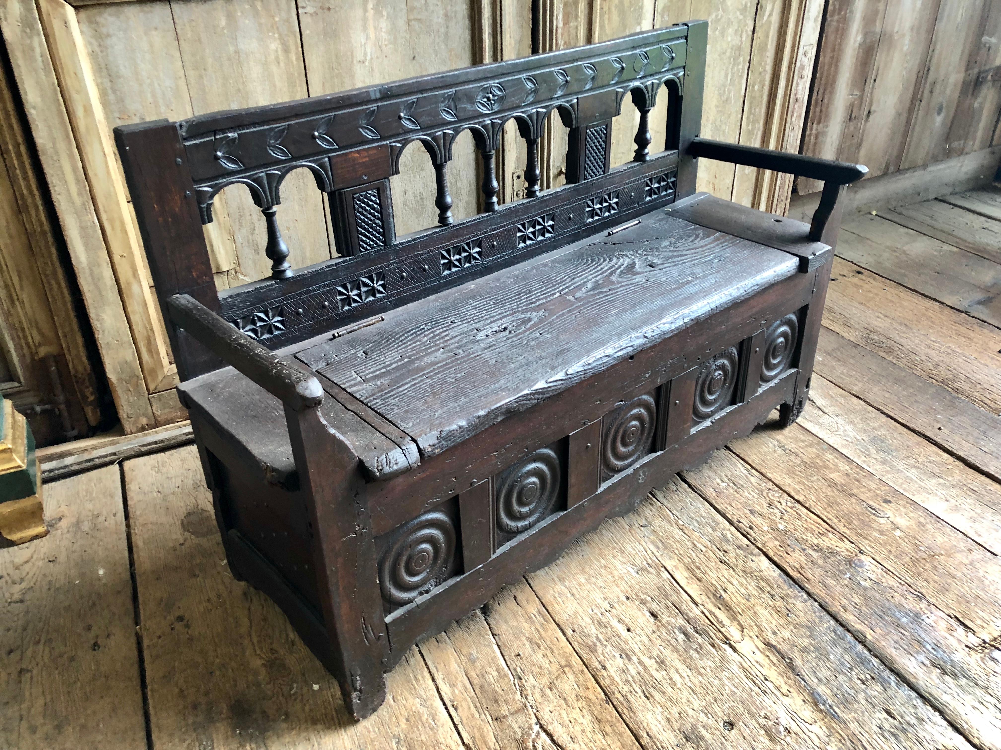 Rustic French Storage Bench 2