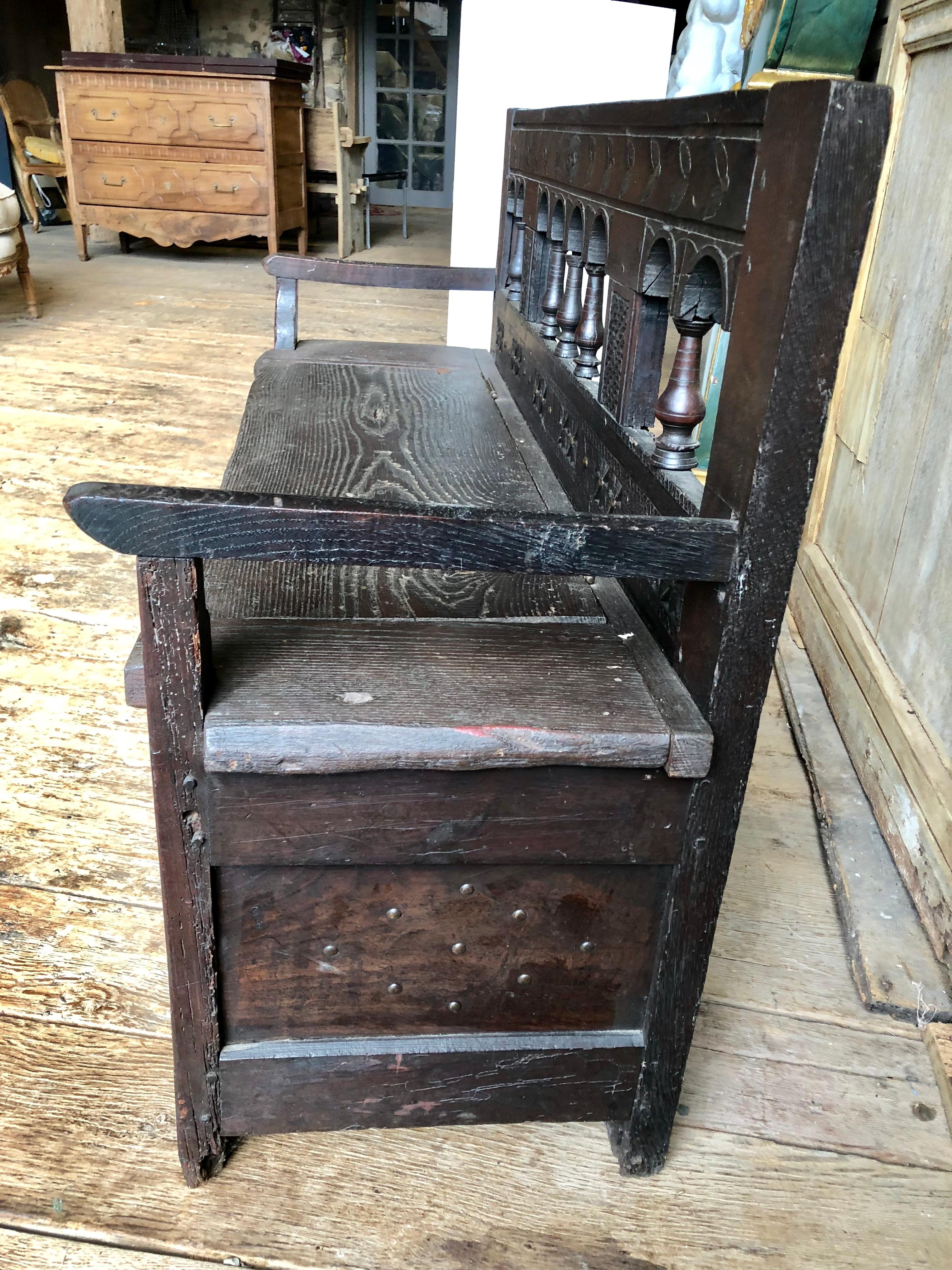 French Provincial Rustic French Storage Bench
