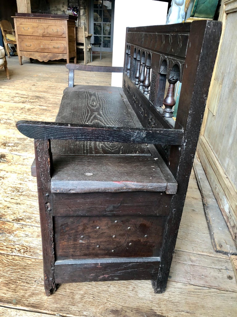 Rustic French Storage Bench at 1stDibs