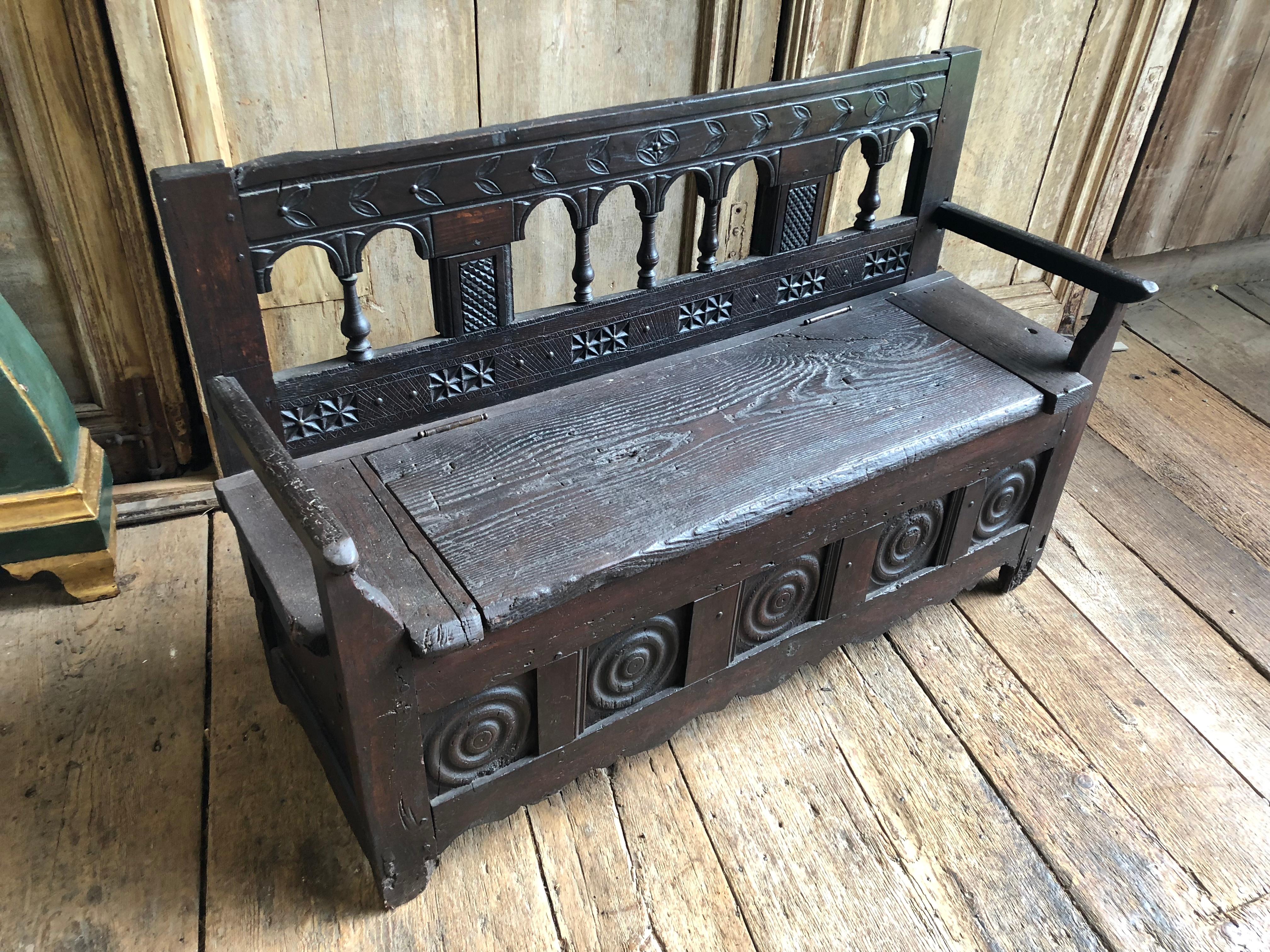 18th Century Rustic French Storage Bench
