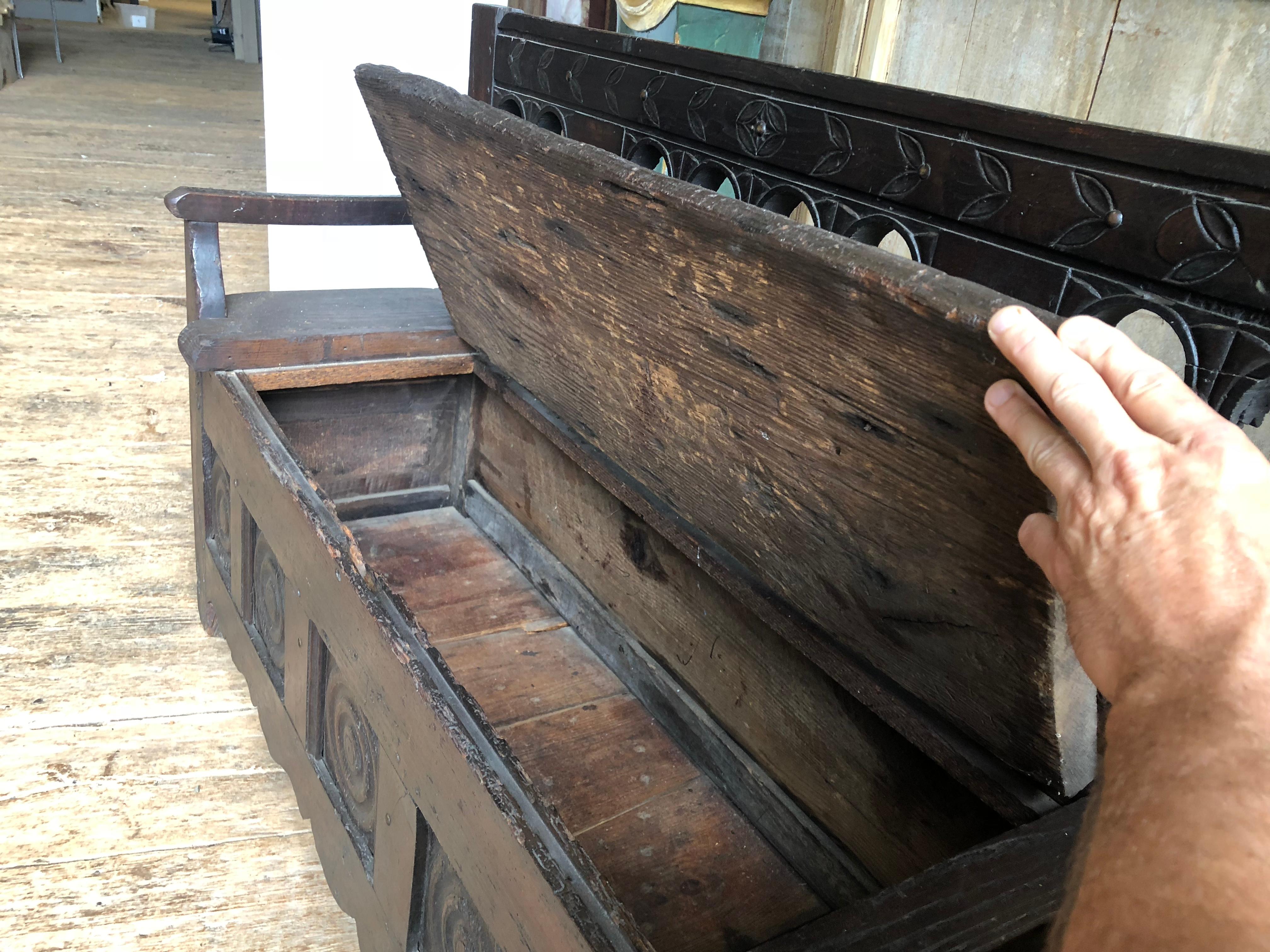 Oak Rustic French Storage Bench