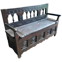 Antique Rustic French Storage Bench