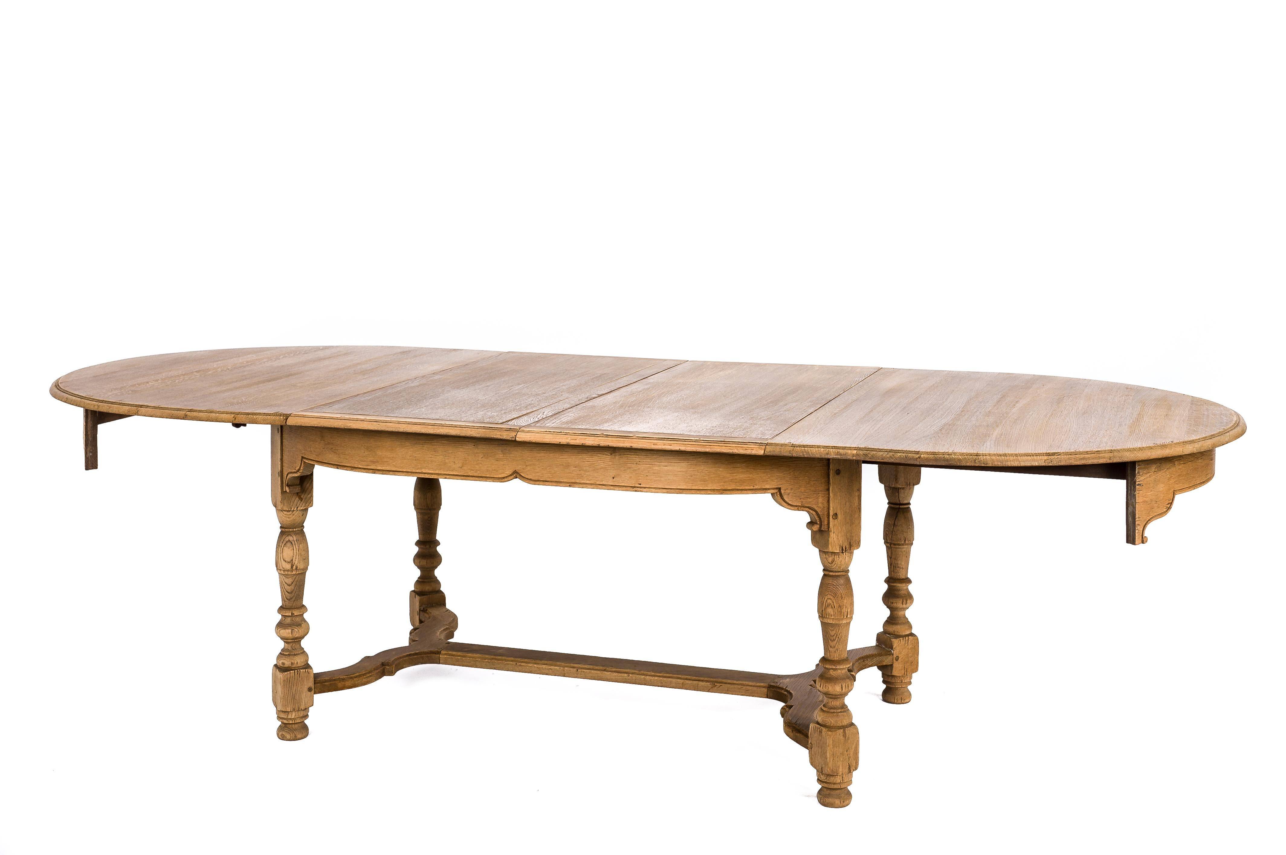 Louis Philippe Rustic French Stripped Oak Extendable Farmhouse Kitchen Table