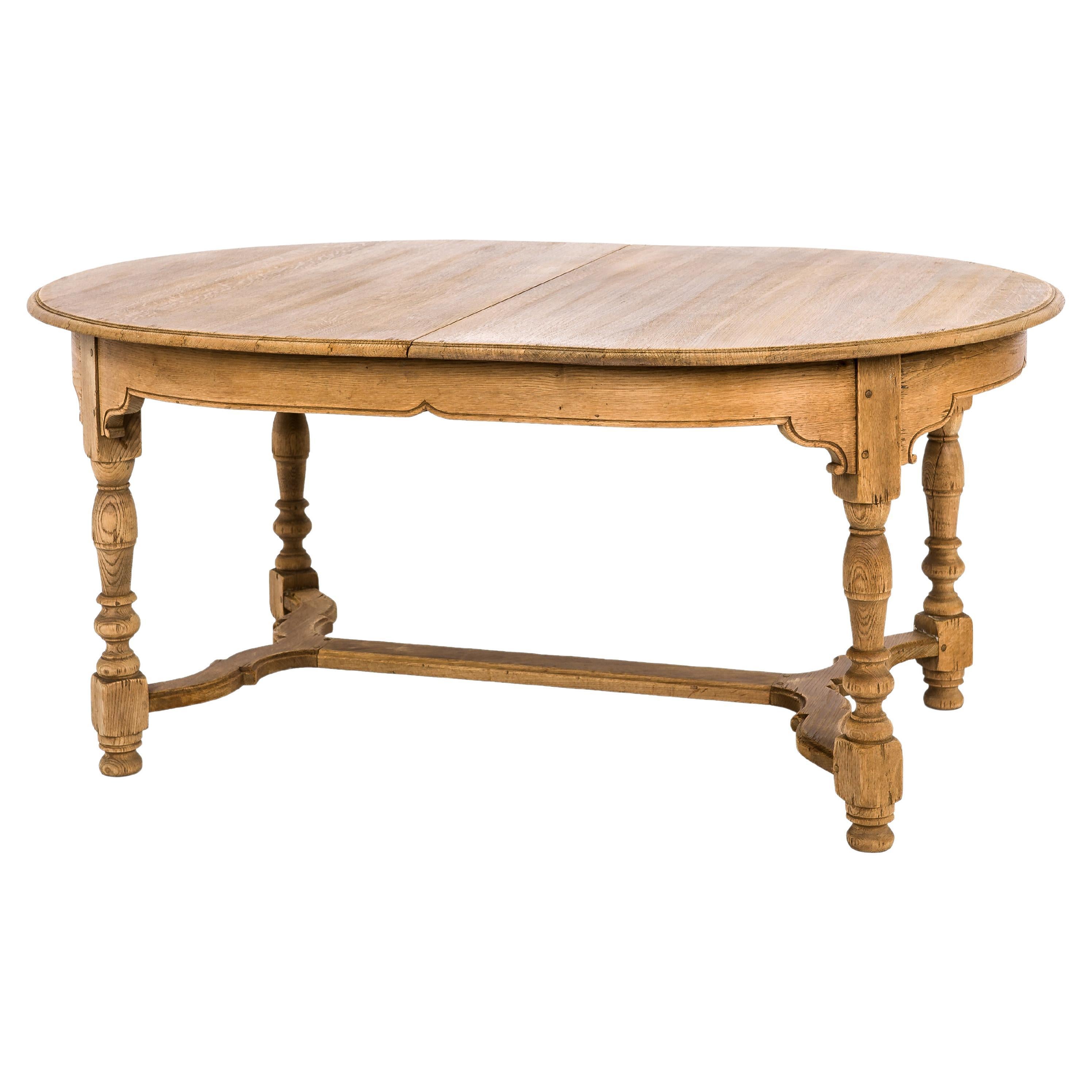Rustic French Stripped Oak Extendable Farmhouse Kitchen Table