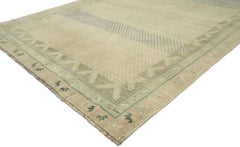 Rustic French Style Vintage Turkish Oushak Rug for Kitchen, Bathroom or Entry